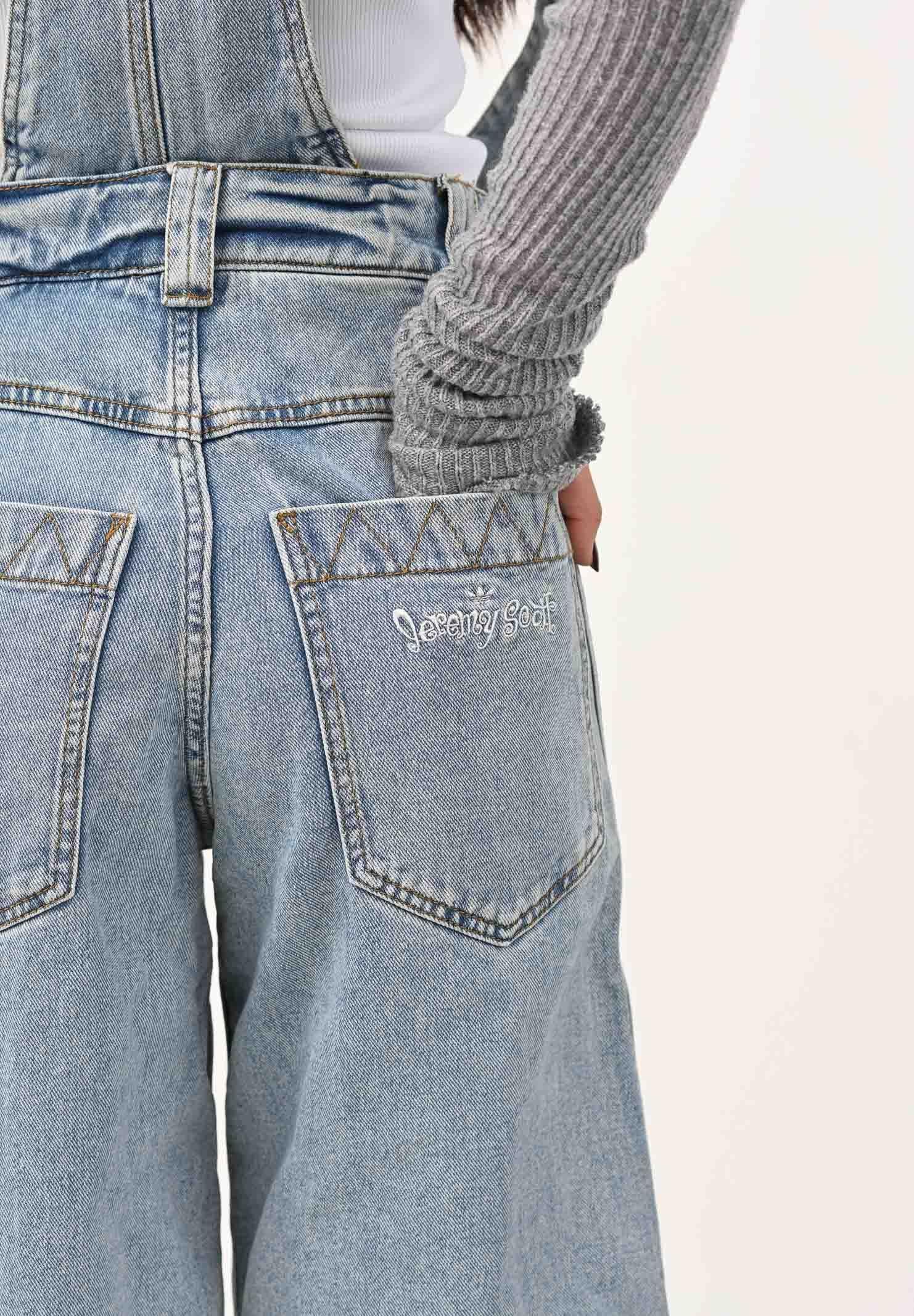 ADIDAS ORIGINALS Salopette adidas X Jeremy Scott Pride in denim chiaro da donna JY2022 . ADIDAS ORIGINALS
