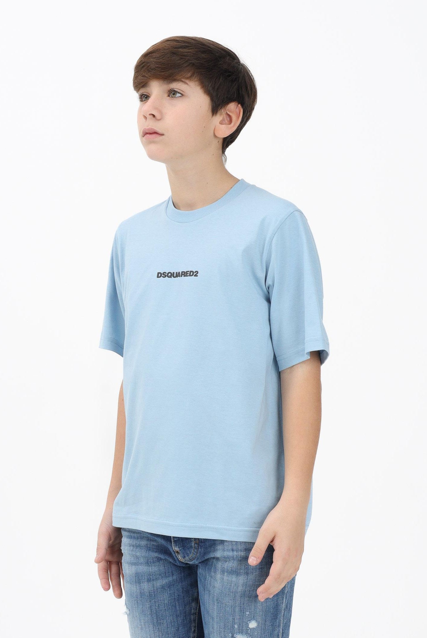 DSQUARED2 T-shirt a manica corta celeste per donna, ragazzi e bambini con logo DQ2823D004G DQ814 DSQUARED2
