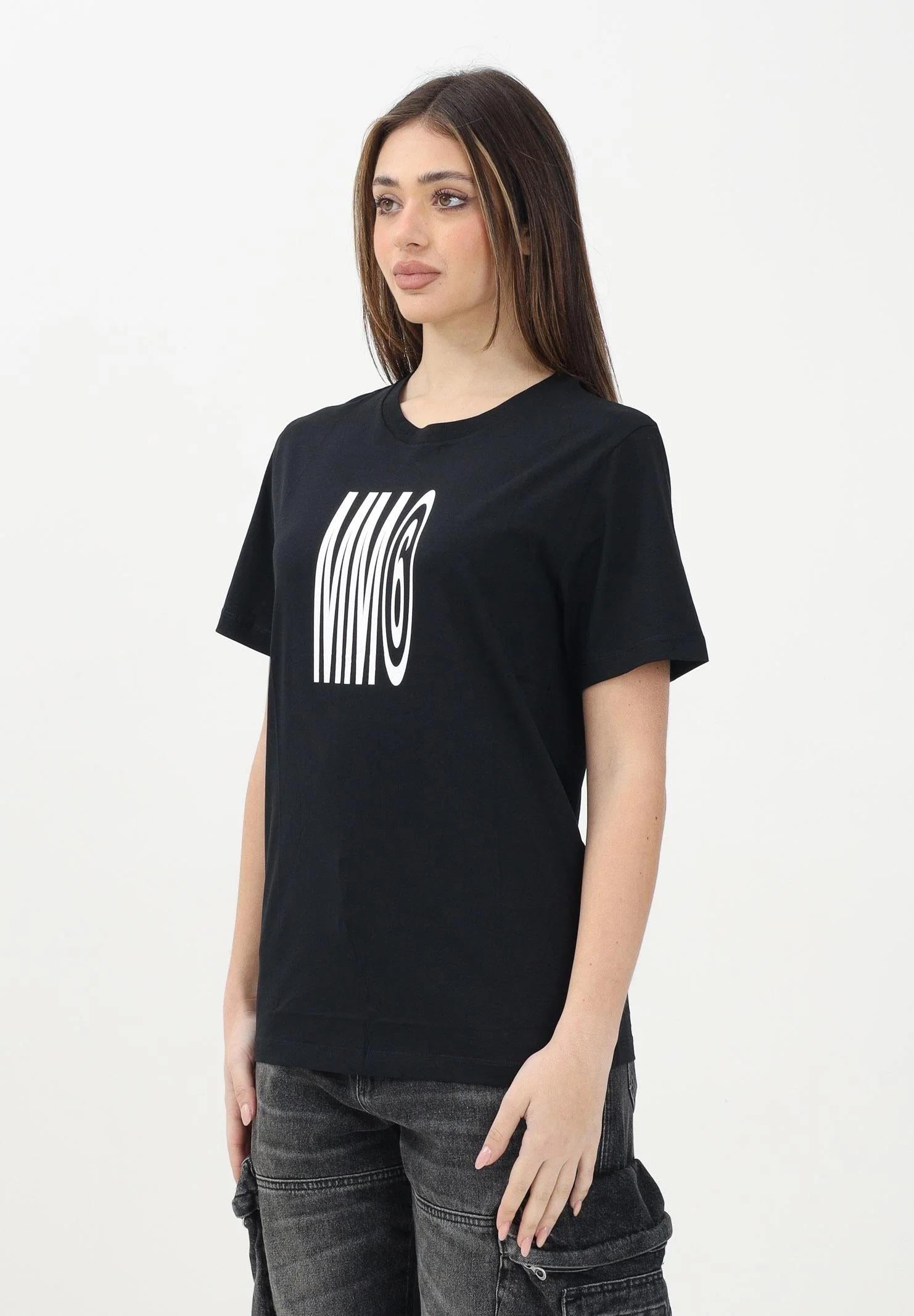MAISON MARGIELA T-shirt a manica corta nera per donna, ragazzi e bambini con logo MM6 M60807MM04I NE MAISON MARGIELA