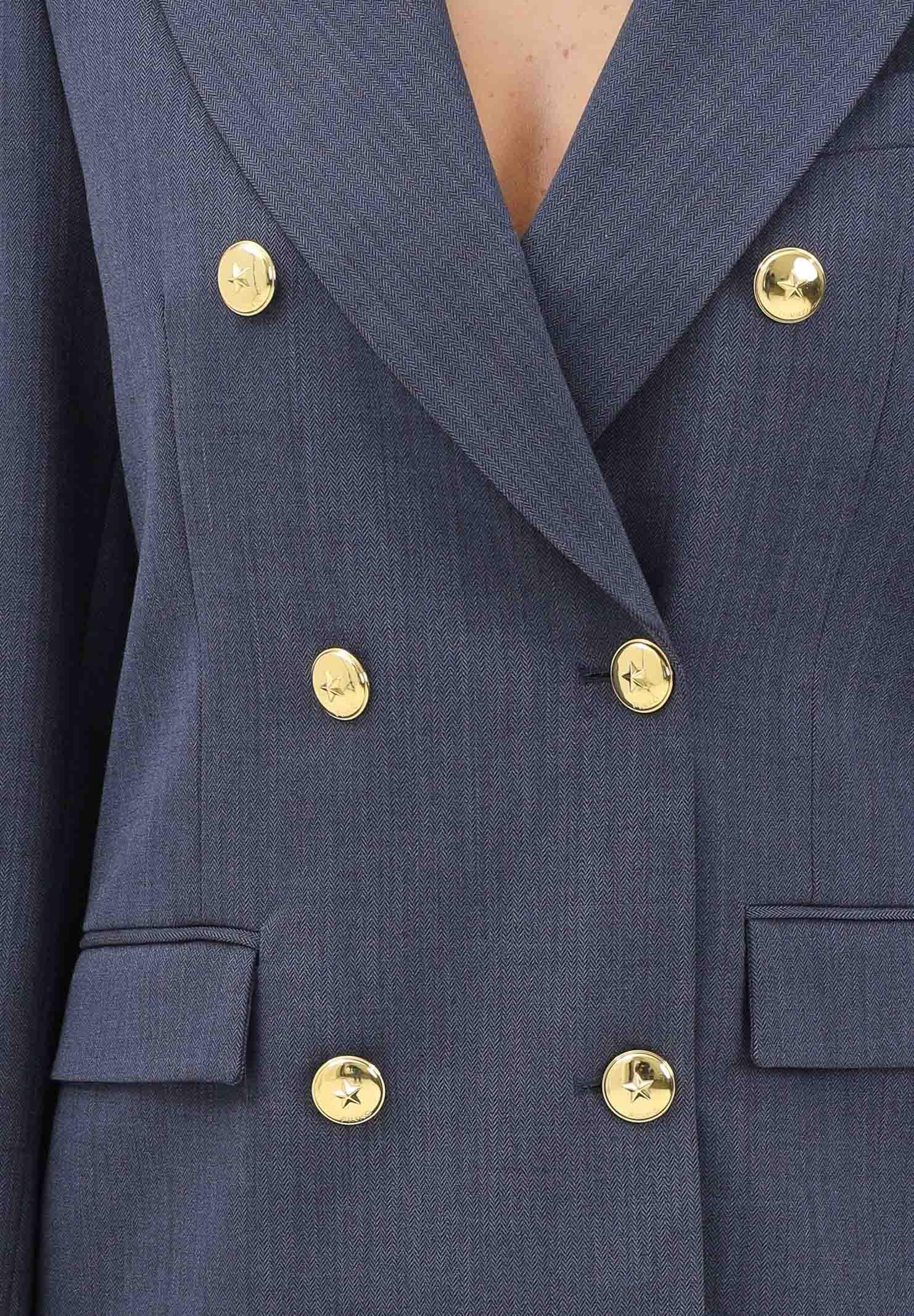 PINKO Giacca doppiopetto blu da donna con bottoni dorati 105617A2SN G07 PINKO