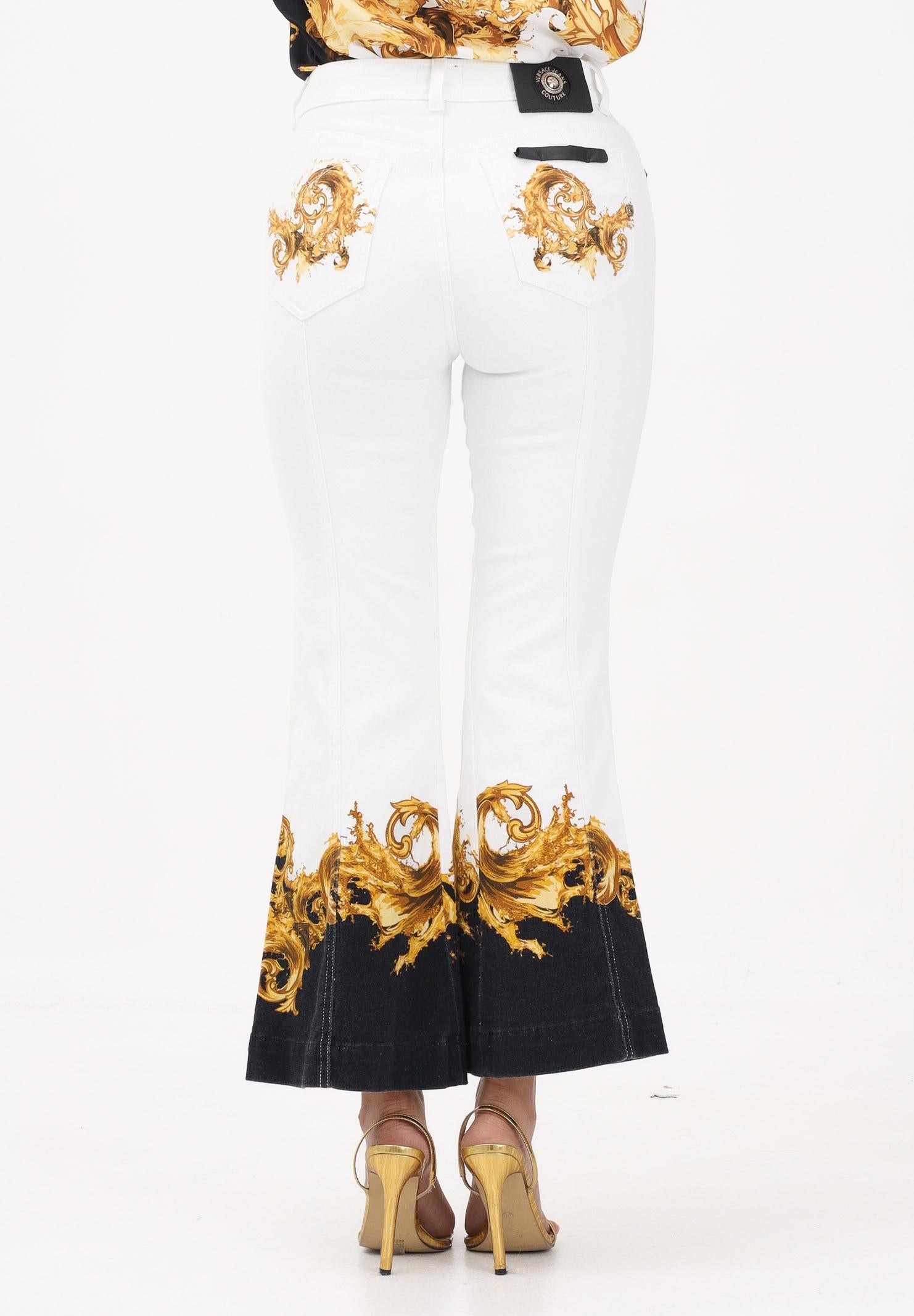 VERSACE JEANS COUTURE Jeans bianco da donna con stampa 80HAB58PES161L54 GL2 VERSACE JEANS COUTURE
