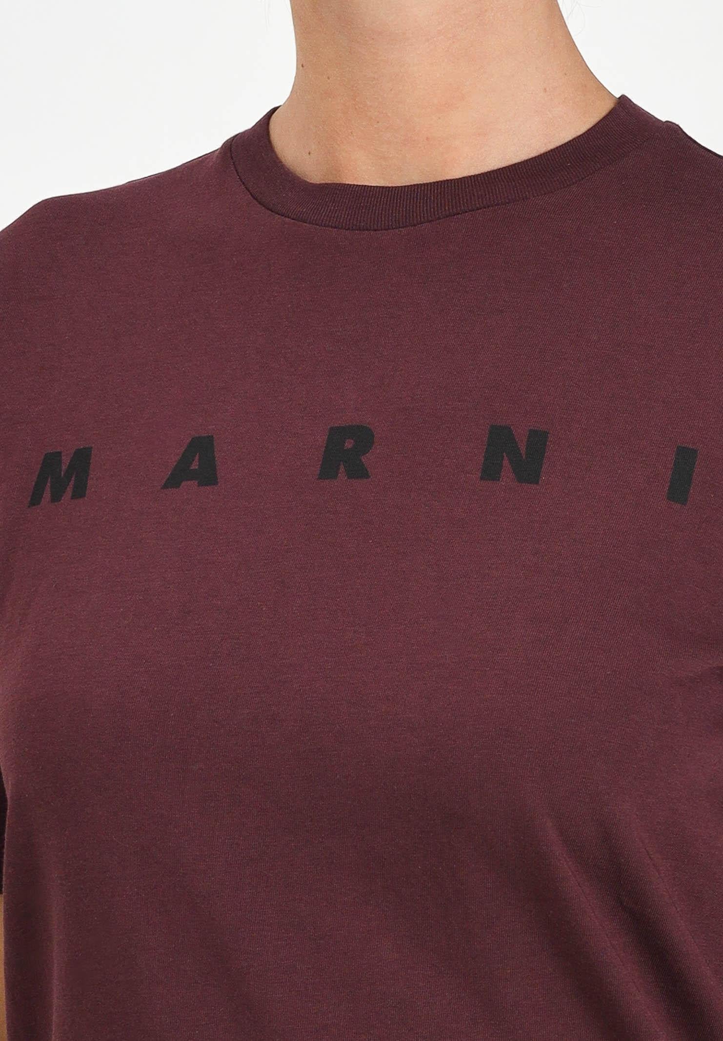 MARNI T-shirt a manica corta bordeaux per donna, ragazzi e bambini con stampa logo M01601M00RF 0M434 MARNI