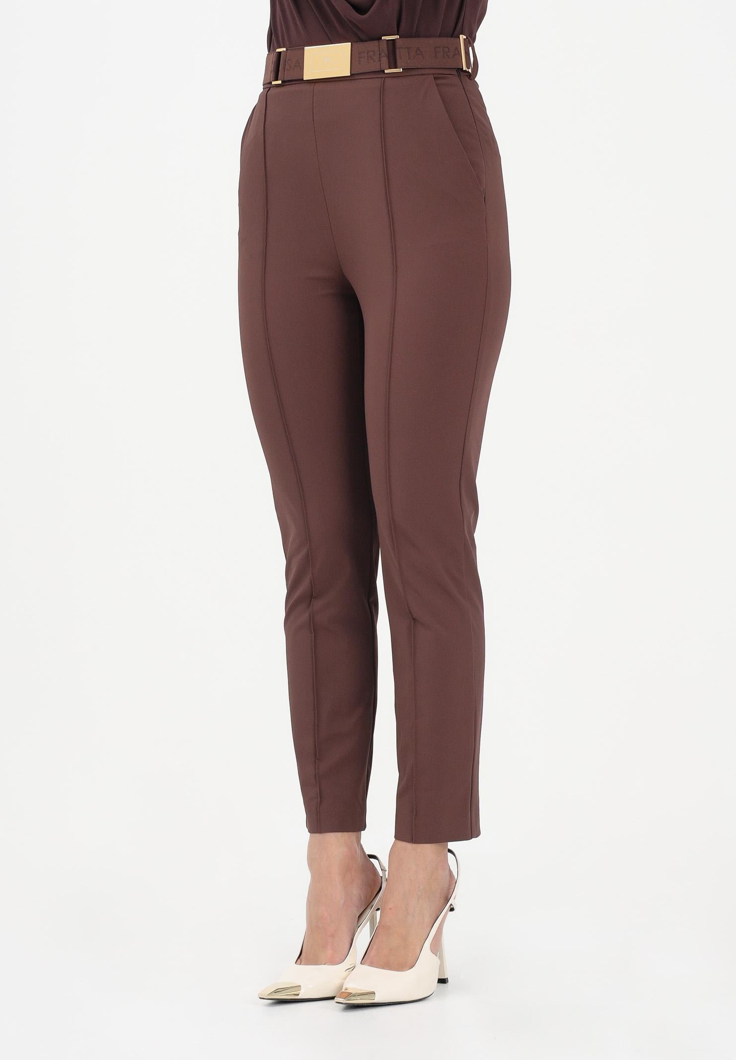 ELISABETTA FRANCHI Pantalone elegante marrone da donna con cintura PA13261E2 644 ELISABETTA FRANCHI