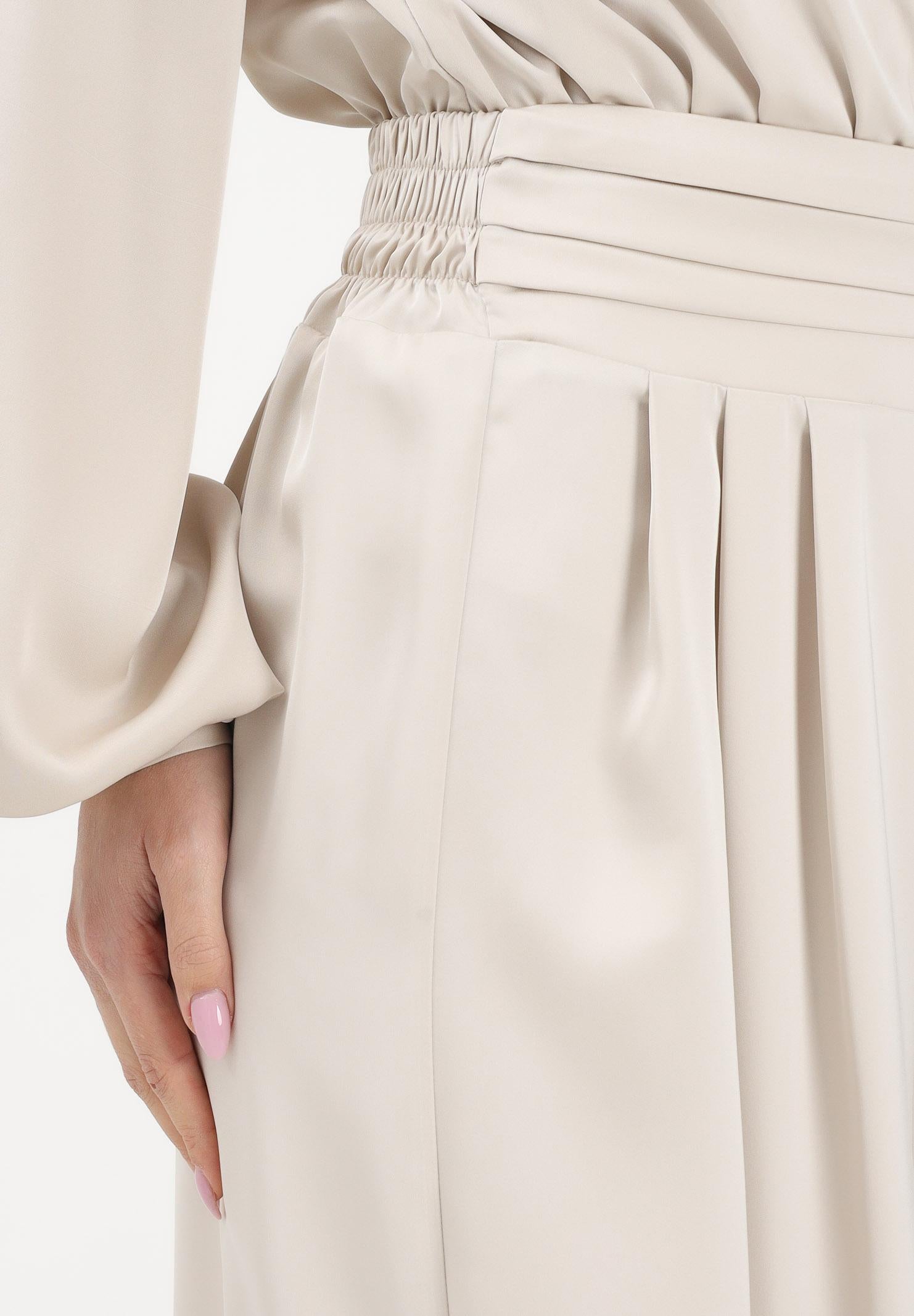 SHIT Pantalone elegante a palazzo color pietra da donna SH26048 PI SHIT