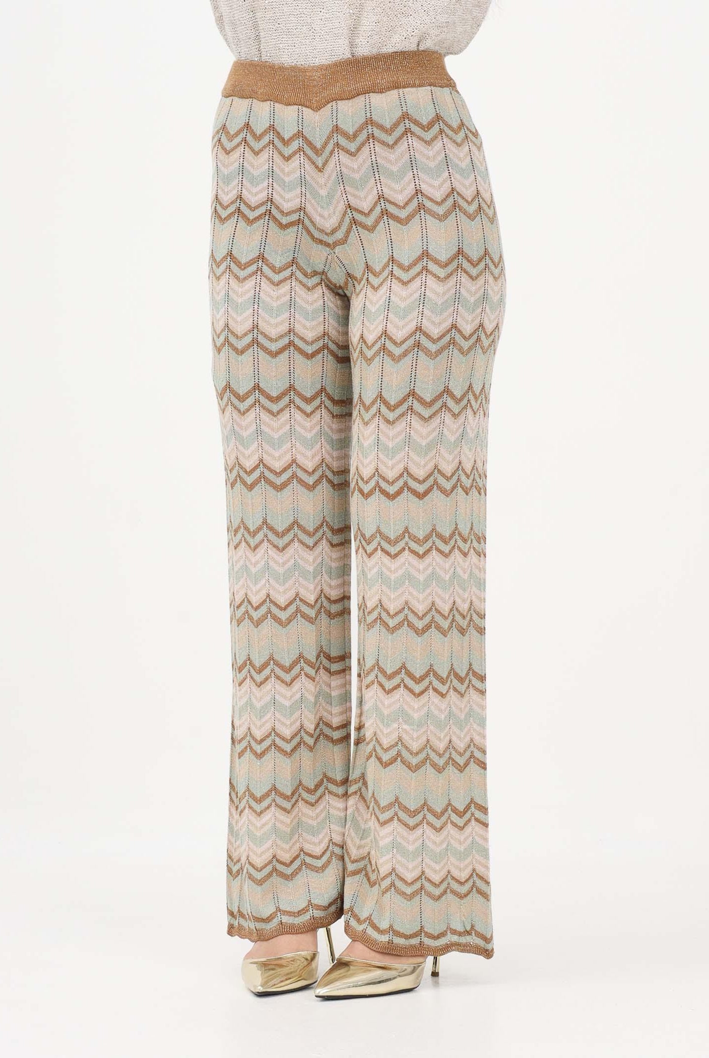ONLY Pantalone multicolore da donna in maglia lurex con motivo chevron all-over 15369997 FOJA ONLY