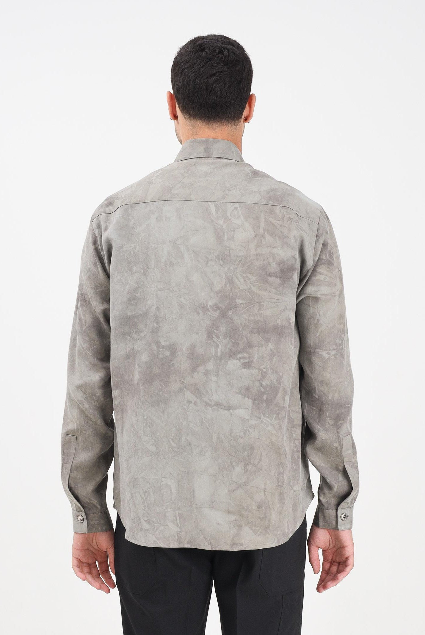 YES LONDON Camicia a manica lunga grigia da uomo con effetto marmorizzato XCM7214 AV YES LONDON