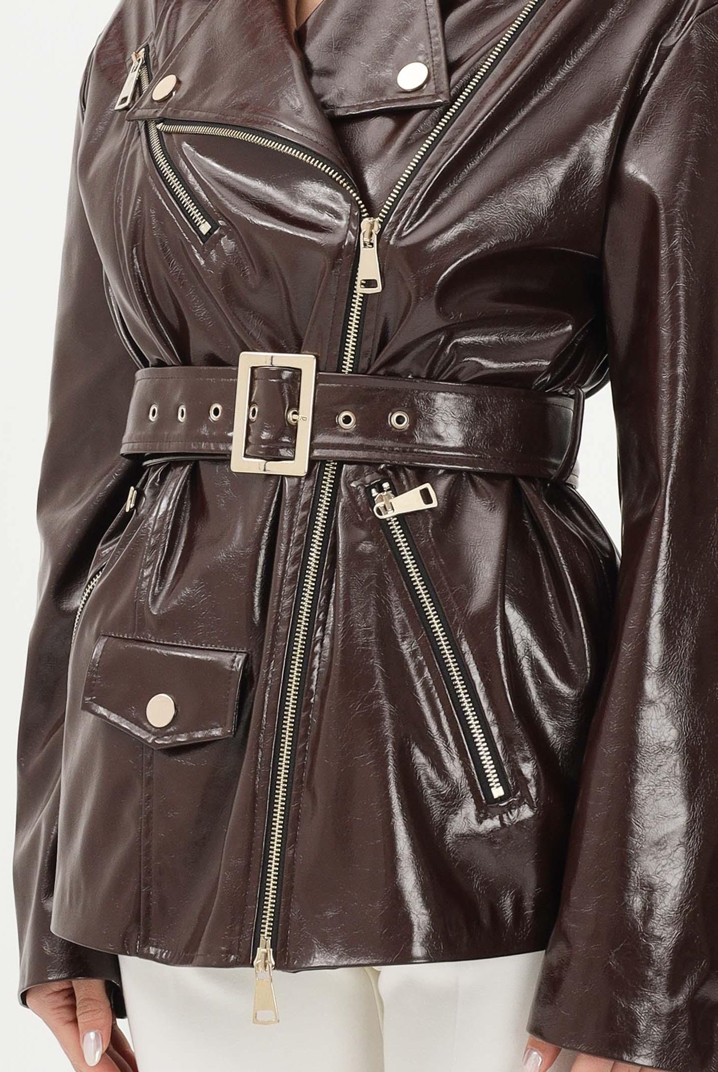 SIMONA CORSELLINI Giubbotto in ecopelle marrone scuro da donna A25CPGB00201 V0746 SIMONA CORSELLINI