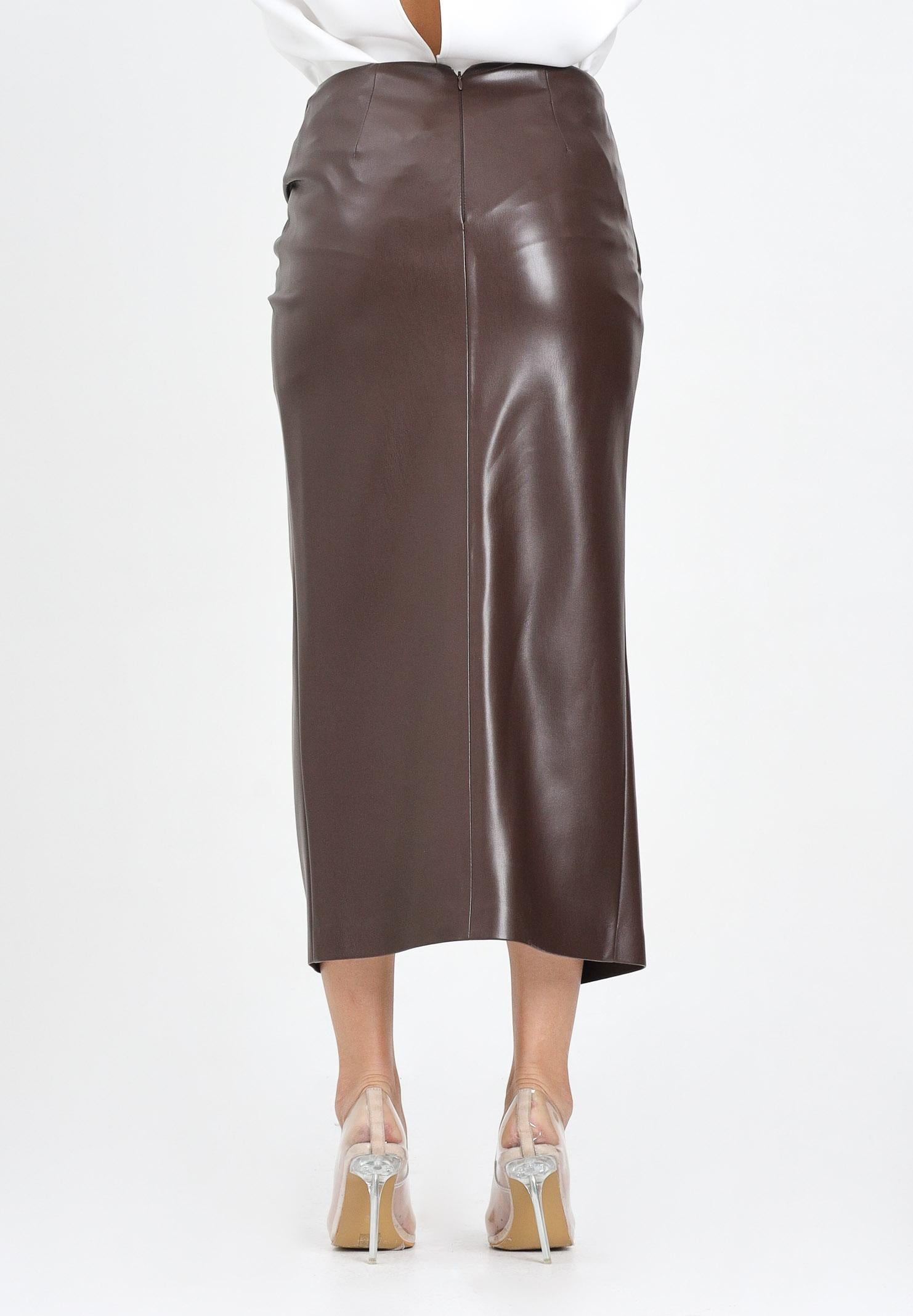 SIMONA CORSELLINI Gonna midi in eco-pelle color cioccolato da donna A25CPGO01801-C00188 V0746 SIMONA CORSELLINI