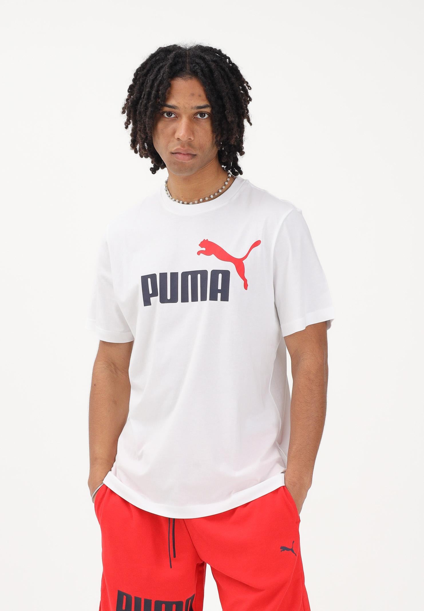 PUMA T-shirt a manica corta Essentials 2 Colour N.1 Logo bianca da uomo 684708 92 PUMA