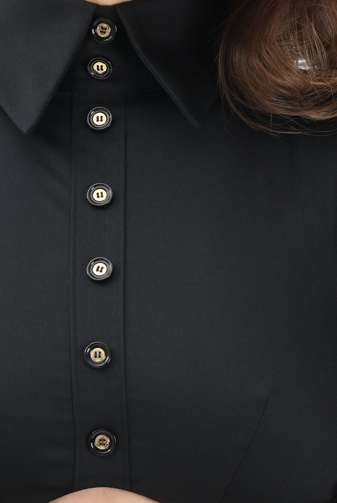 ELISABETTA FRANCHI Camicia crop nera da donna con maniche dai volumi balloon CA14461E2 110 ELISABETTA FRANCHI