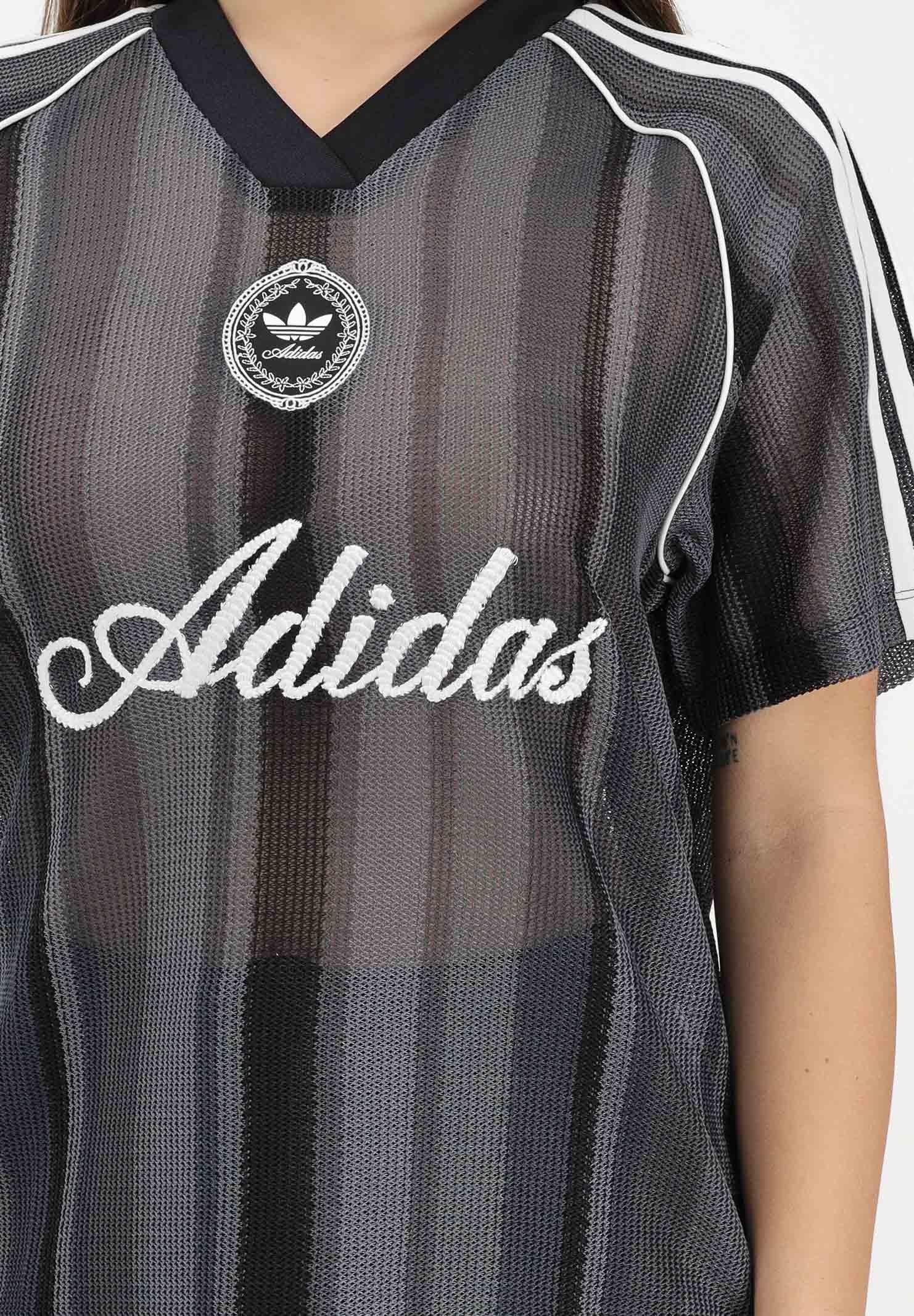 ADIDAS ORIGINALS T-shirt a manica corta SUMMER GLOW KNITTED OVERSIZED nera da donna KY3163 . ADIDAS ORIGINALS