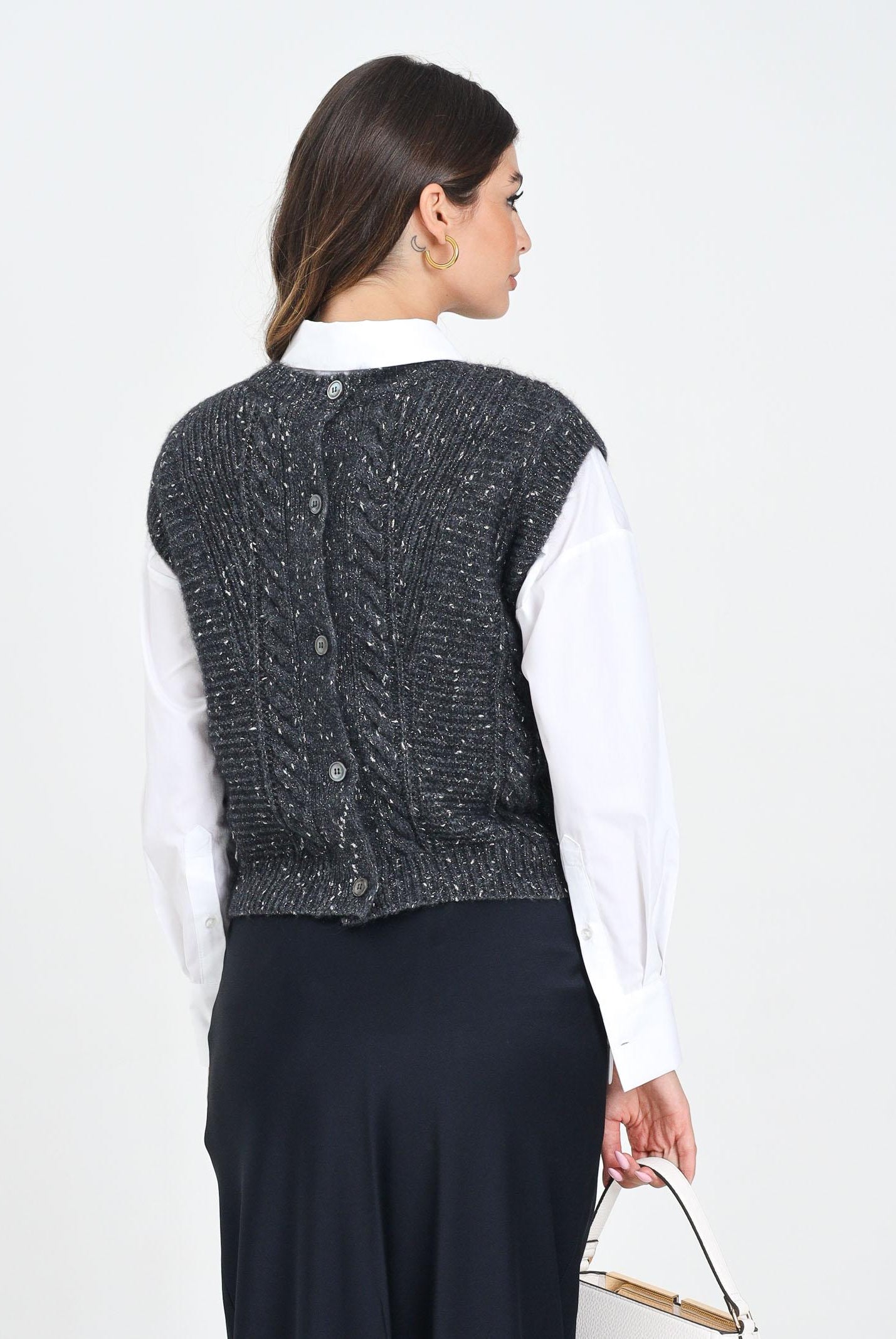 MAX MARA Gilet in maglia grossa color antracite da donna 2526356032600 005 MAX MARA