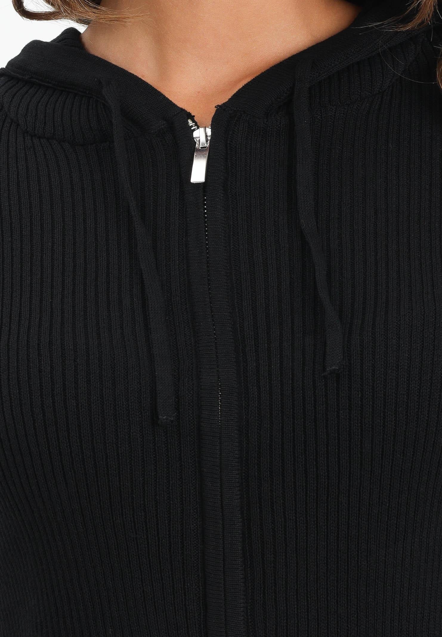 JDY Cardigan nero da donna con lavorazione a costine 15354081 Black JDY