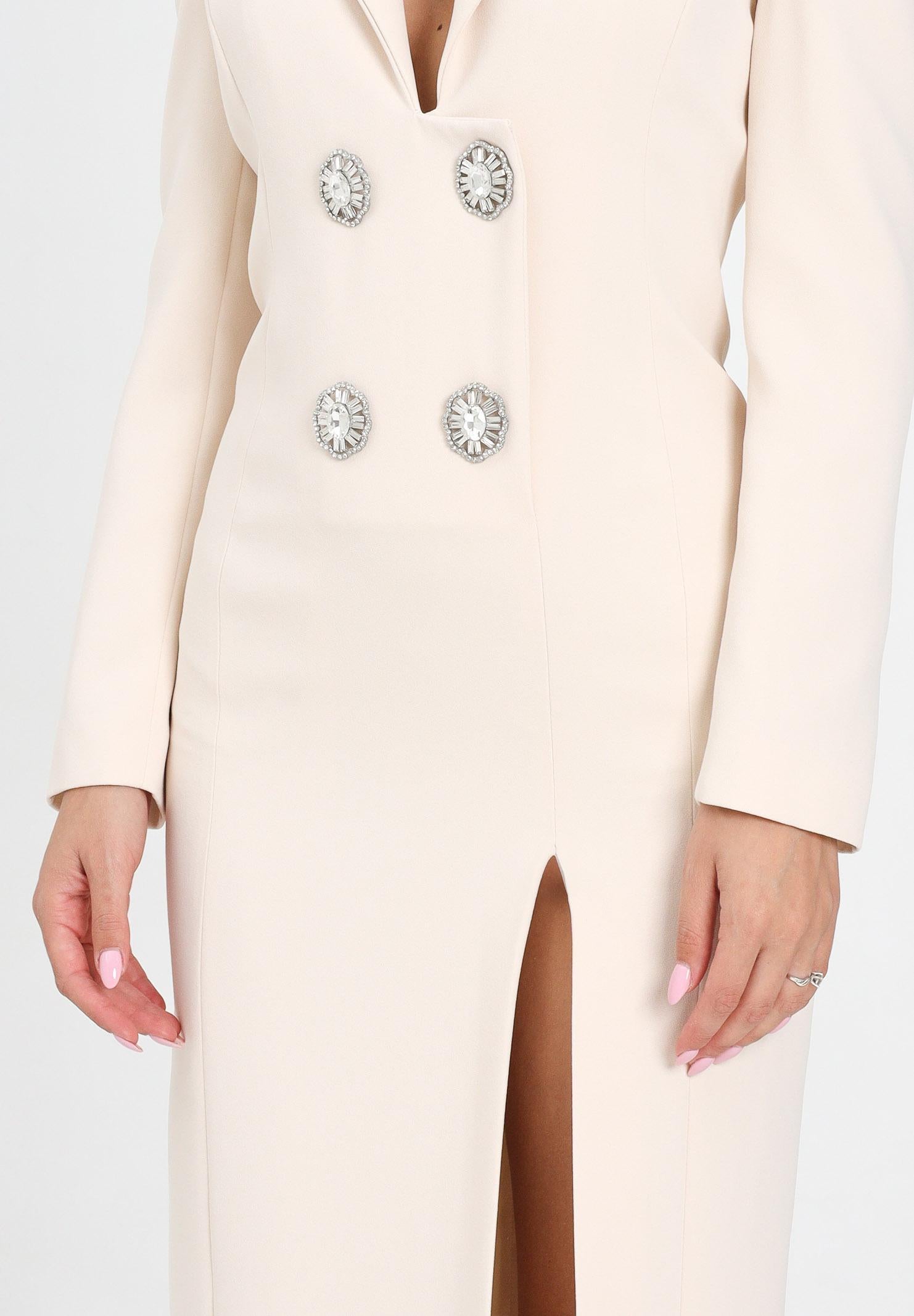 SIMONA CORSELLINI Abito lungo panna da donna ispirato al classico blazer A25CEAB10701-C00161 V0300 SIMONA CORSELLINI