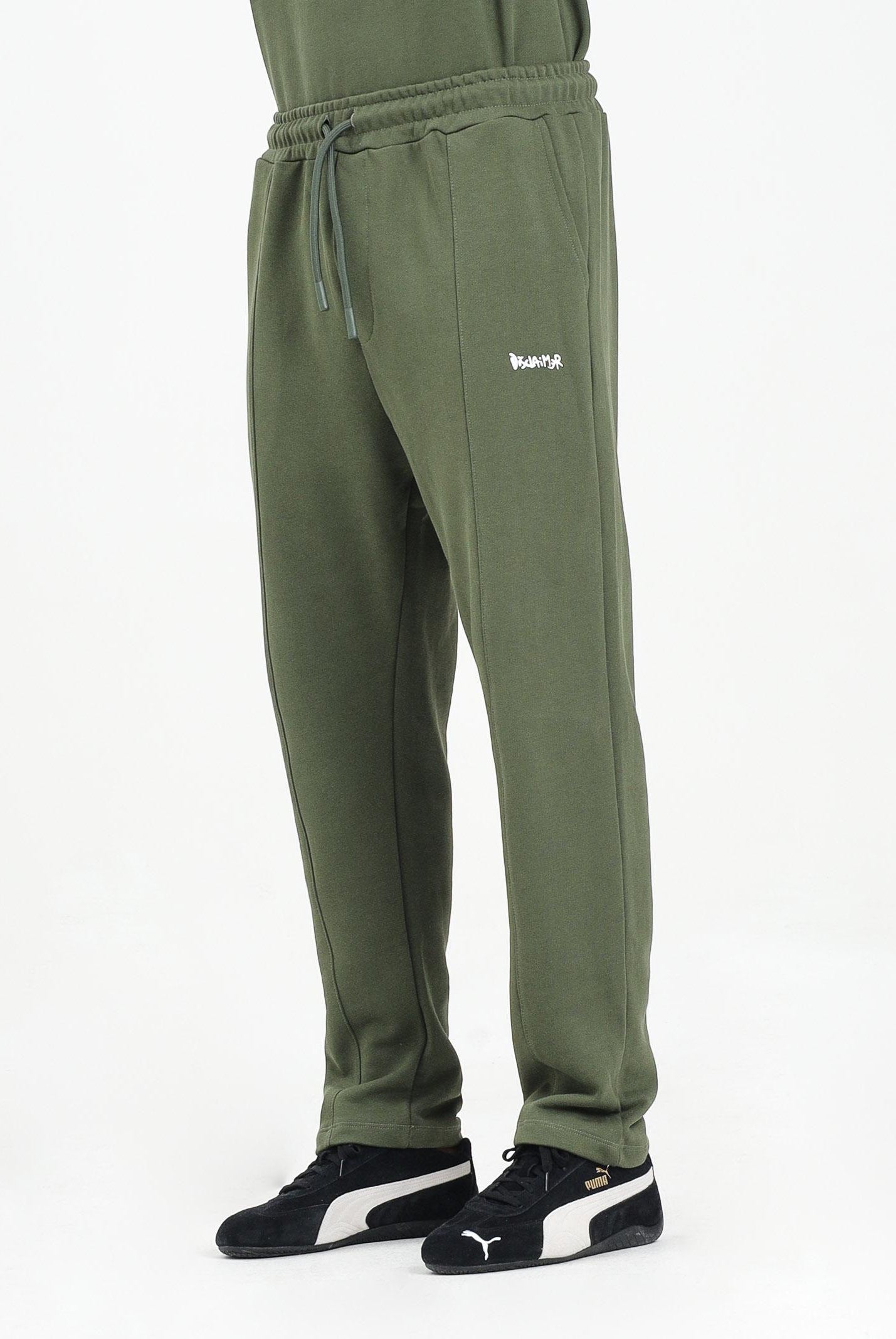 DISCLAIMER Pantalone sportivo verde da uomo con logo 25IDS54808 VE DISCLAIMER