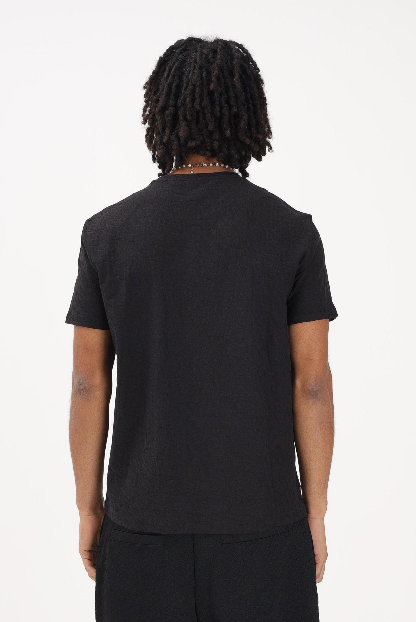 ARMANI EXCHANGE T-shirt a manica corta nera da uomo con texture tono su tono XM002821AF10337 UC001 ARMANI EXCHANGE