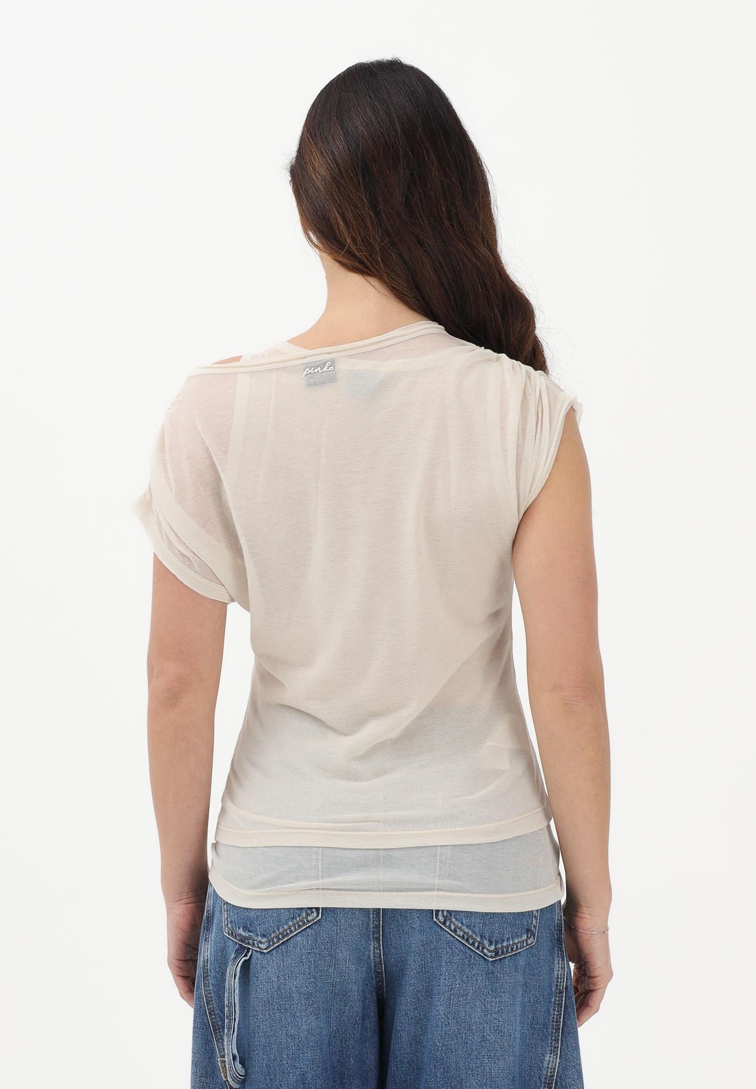 PINKO T-shirt a manica corta beige da donna composta da due pezzi 106460A2CL C03 PINKO