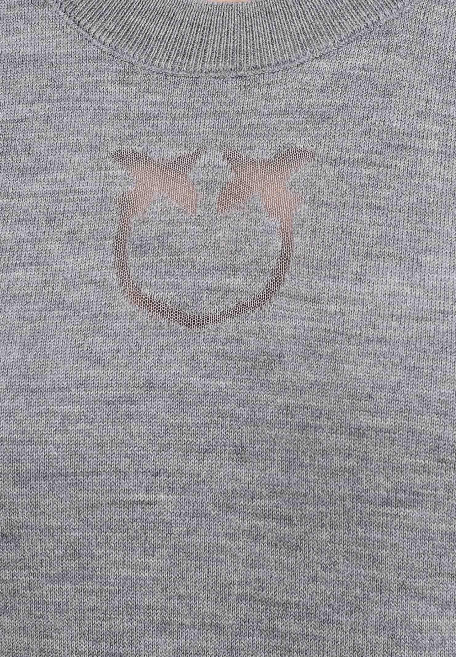 PINKO Maglioncino girocollo grigio da donna con logo Love Birds 105417A18M II2 PINKO