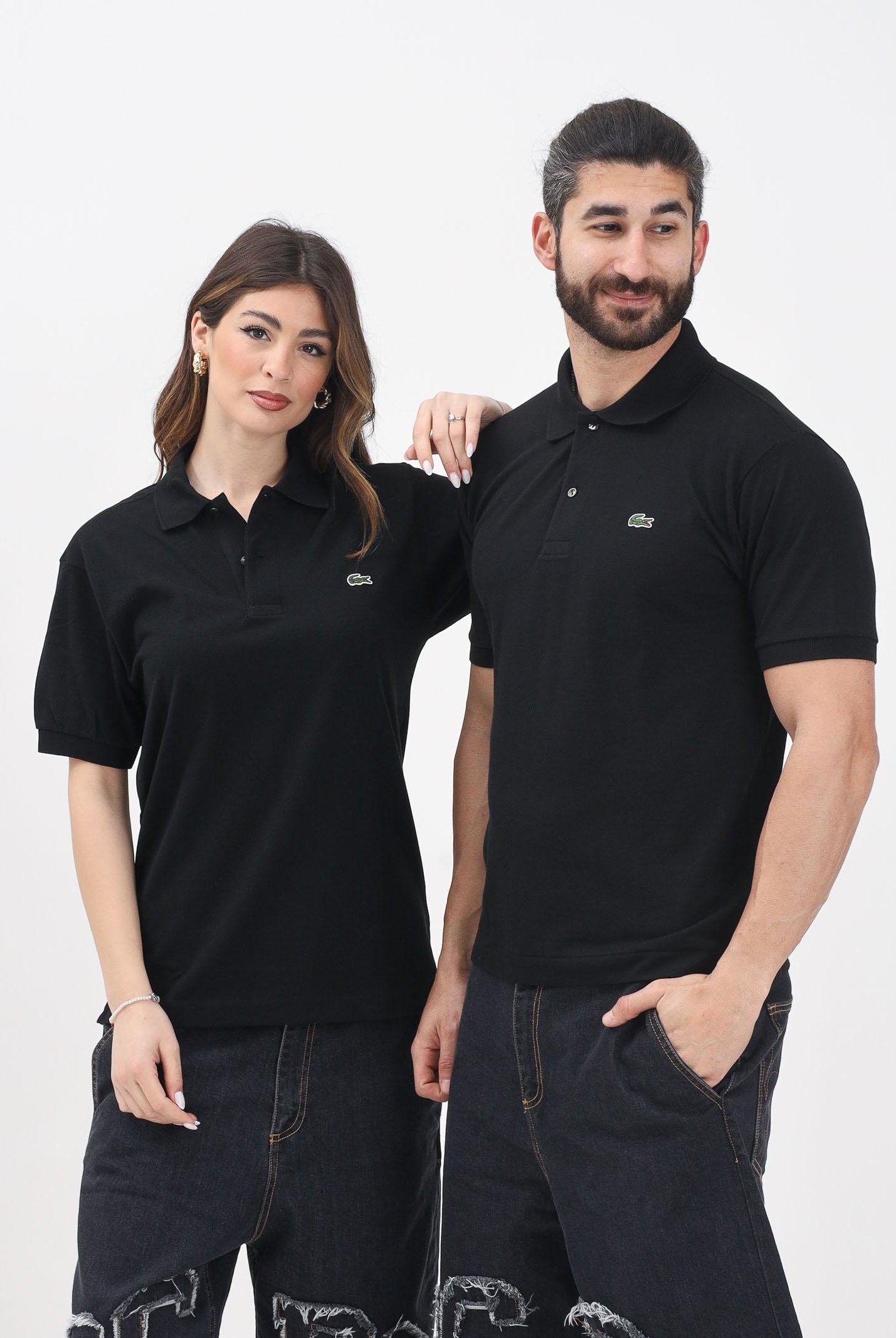 LACOSTE Polo nera per uomo e donna con patch logo coccodrilo 1212 031 LACOSTE