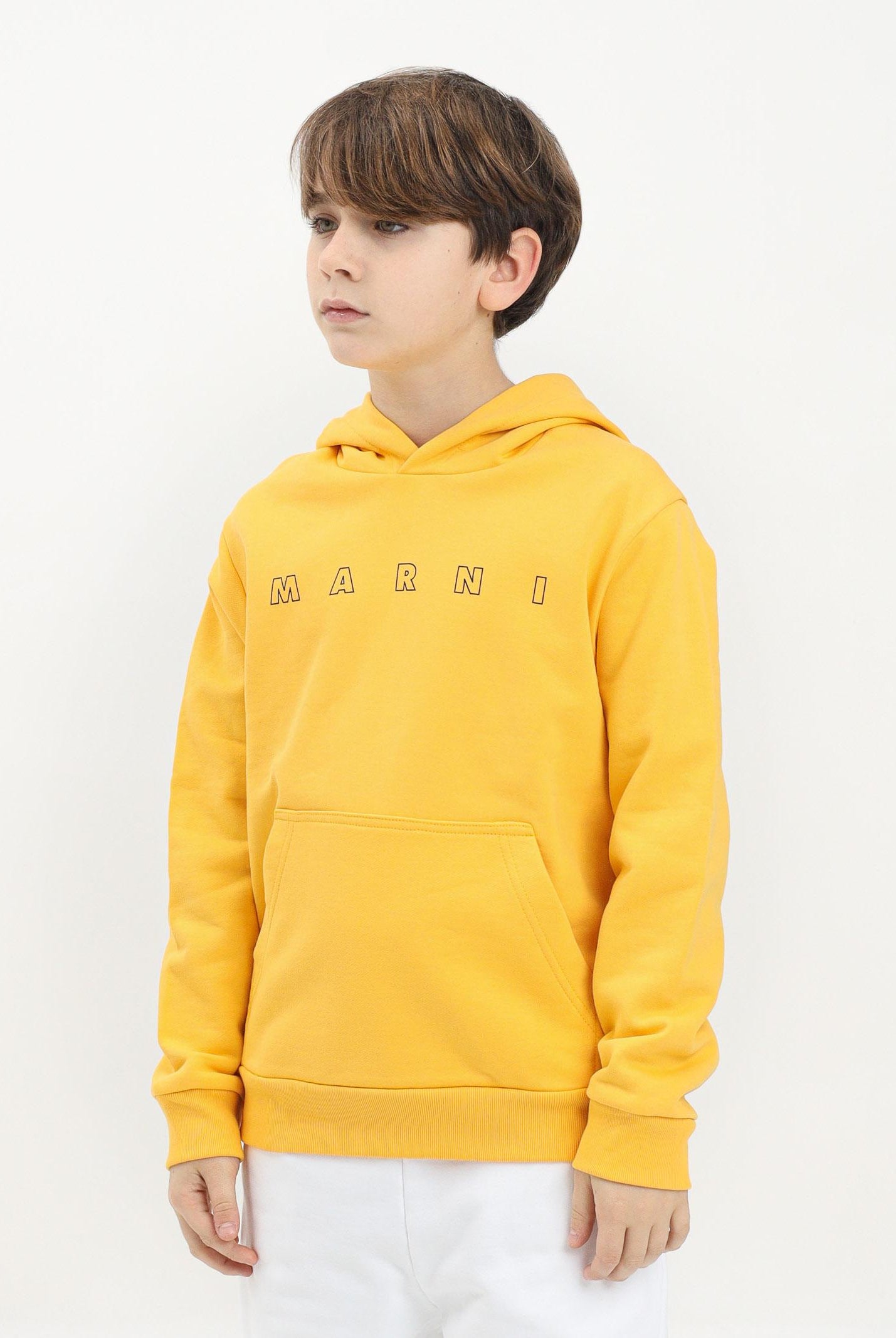 MARNI Felpa con cappuccio gialla per donna, ragazzi e bambini rifinita da stampa logo M01407M00V0 0M219 MARNI