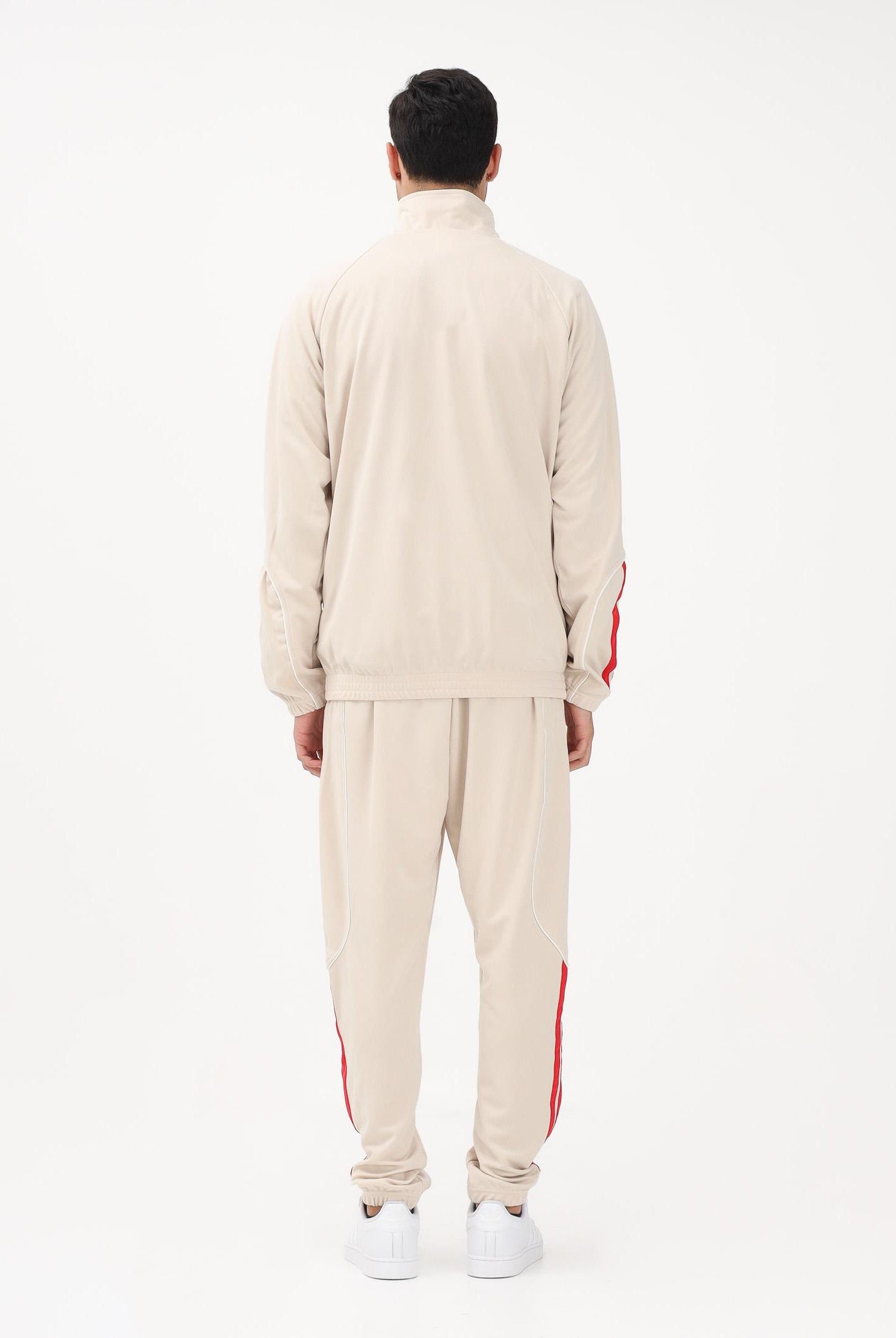 ADIDAS PERFORMANCE Tuta Stadium 3-Stripes beige e rossa da uomo KB6198 . ADIDAS PERFORMANCE