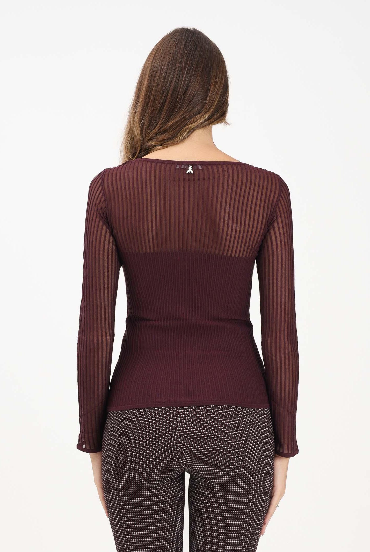 PATRIZIA PEPE Maglia girocollo bordeaux da donna a costine 8K0305K143 M536 PATRIZIA PEPE