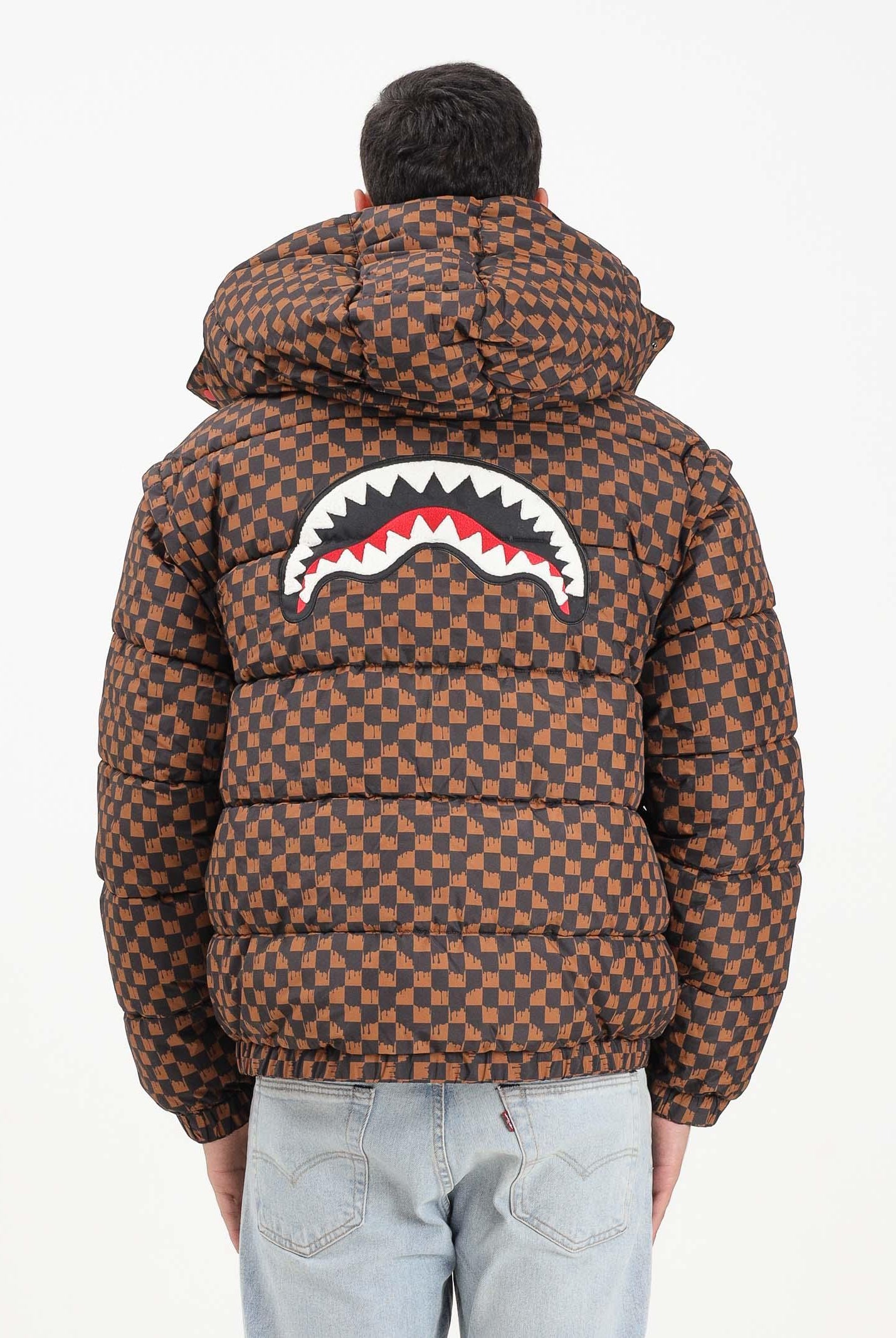 SPRAYGROUND Piumino Drip Check marrone per uomo e donna SP748BRW  SPRAYGROUND