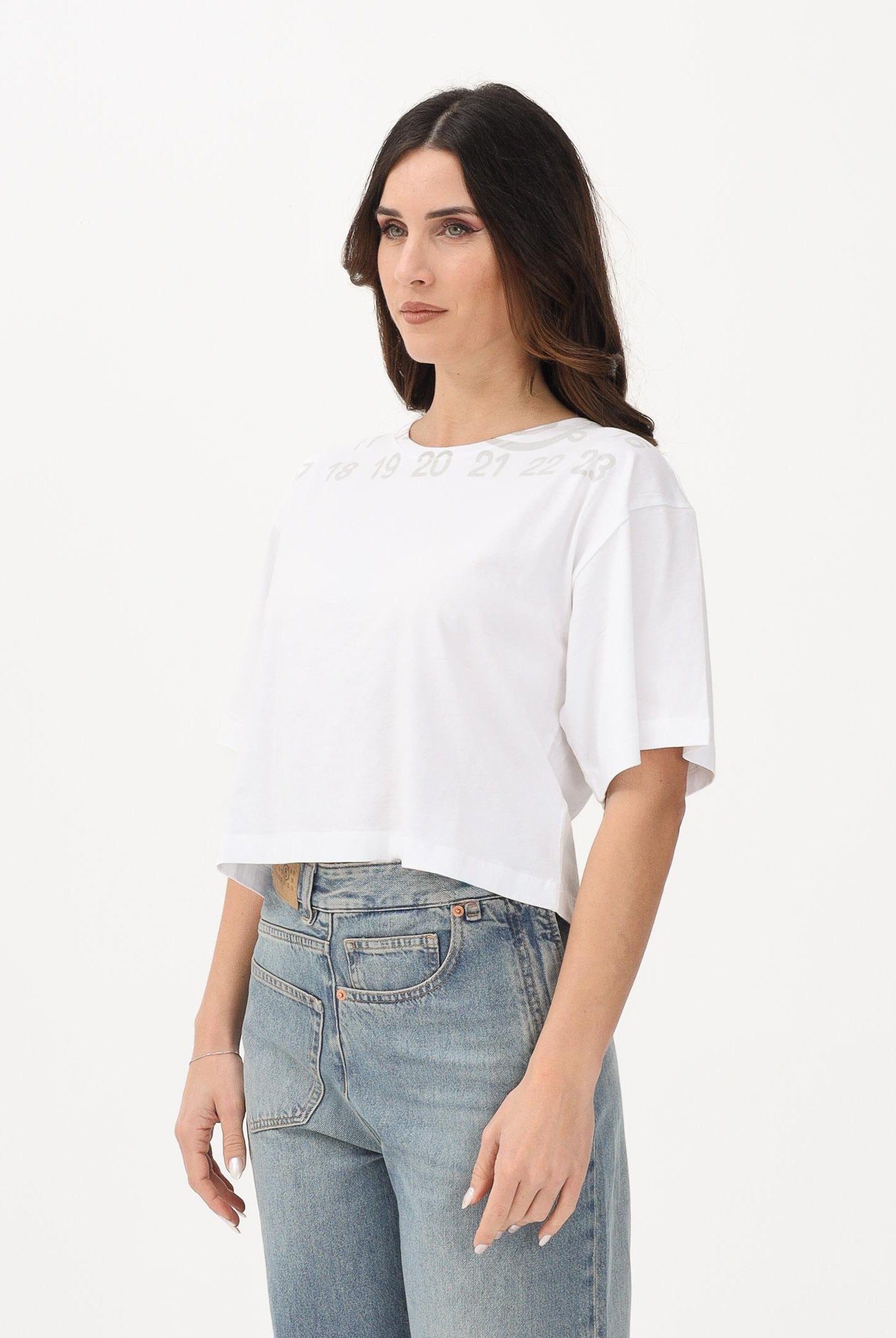 MAISON MARGIELA T-shirt a manica corta bianca per donna, ragazze e bambine con logo M61017MM02Y M6100 MAISON MARGIELA