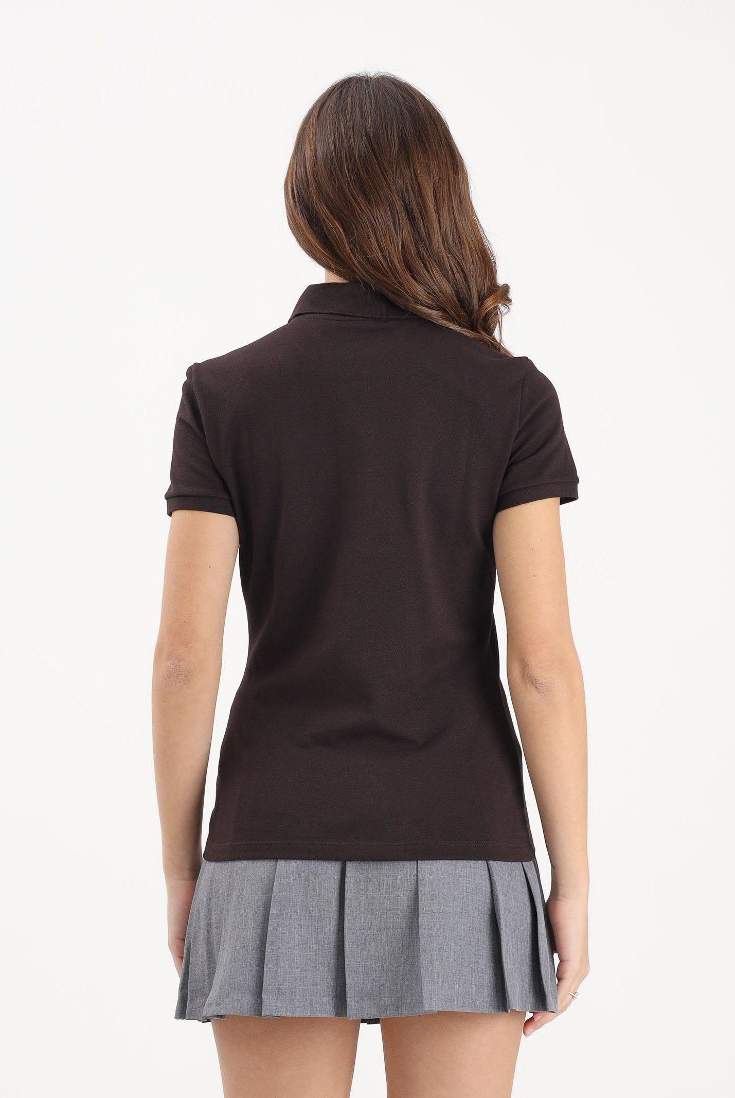 LACOSTE Polo a manica corta marrone da donna con logo PF5462 3LA LACOSTE