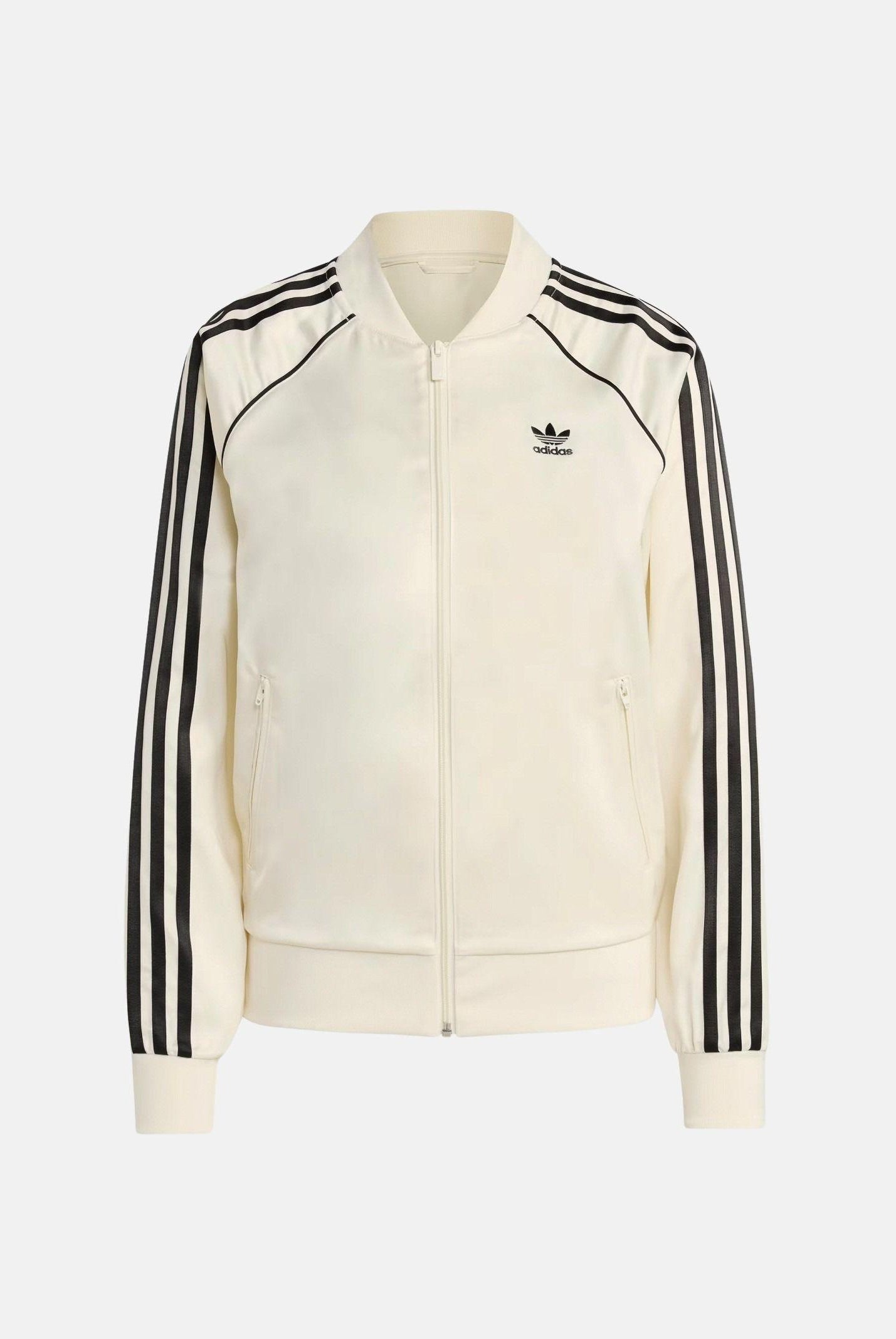 ADIDAS ORIGINALS Felpa con zip Adicolor SST Satin panna da donna KH1567 . ADIDAS ORIGINALS