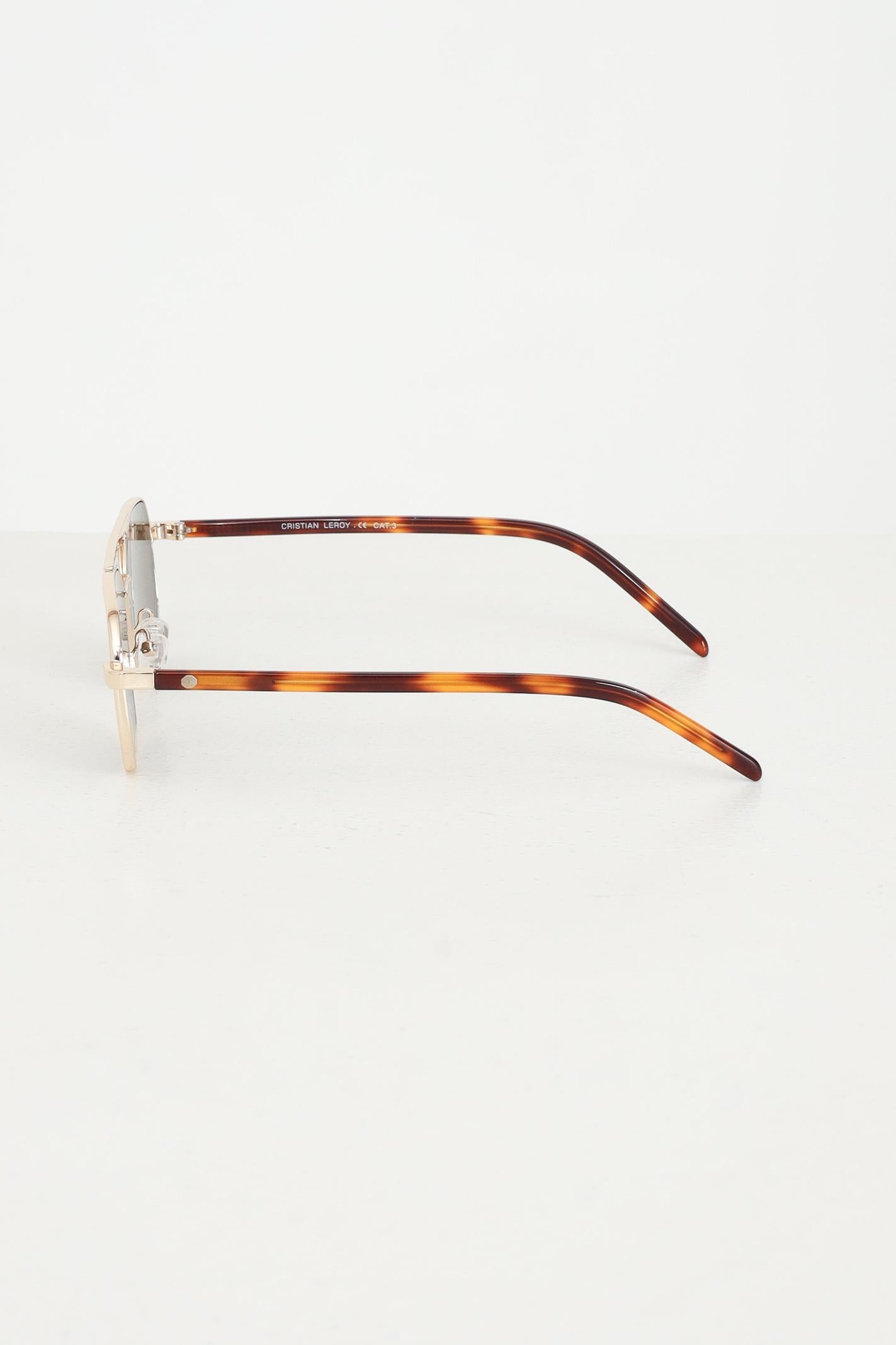 Occhiali da sole per uomo e donna con montatura dorata e aste tartarugate 15032 02 CRISTIAN LEROY