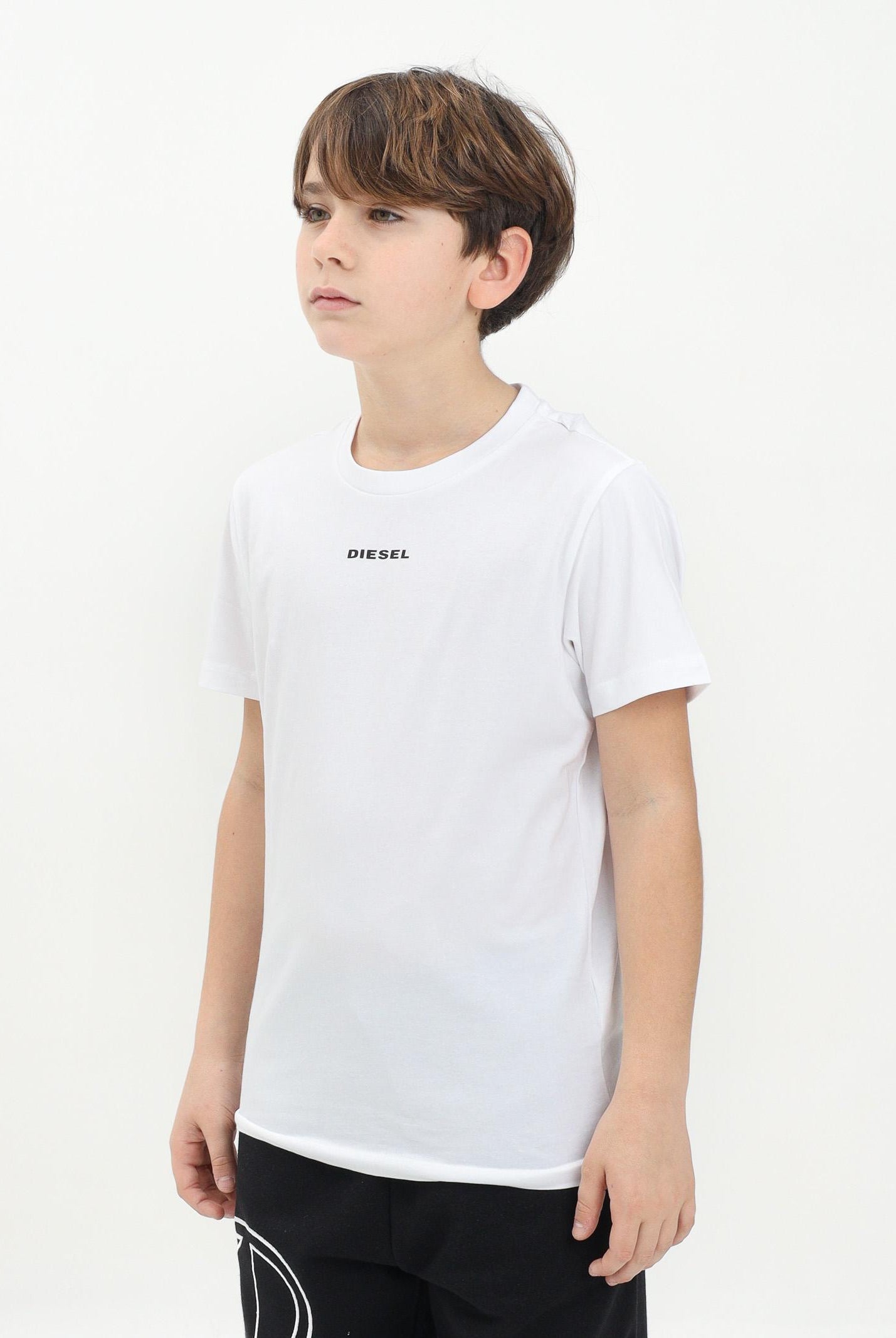 DIESEL T-shirt a manica corta bianca per donna, ragazzi e bambini con logo Diesel J02078KYATR K100 DIESEL