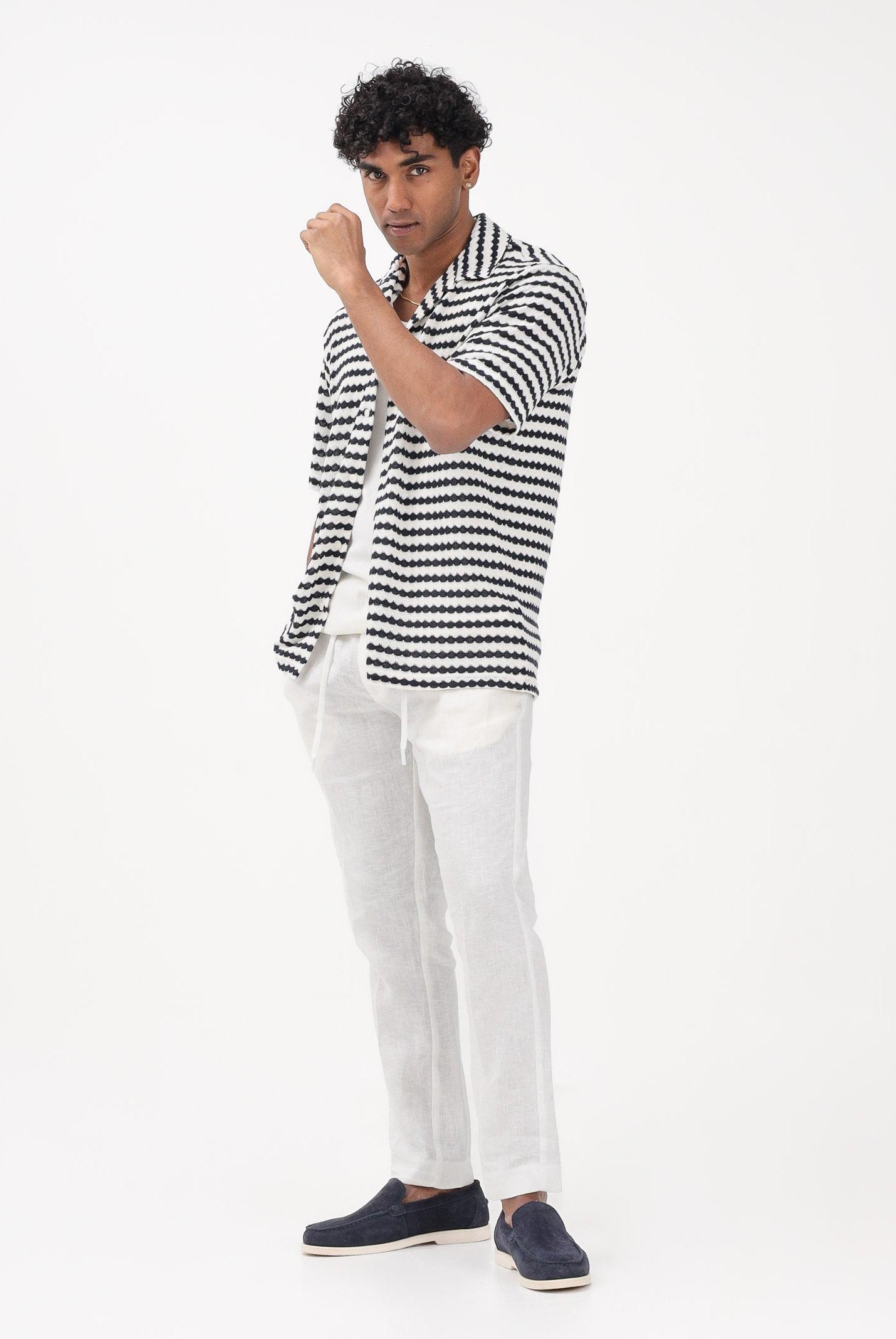 SELECTED HOMME Camicia a manica corta bianca e blu da uomo con motivo a righe 16100463 SKCA SELECTED HOMME