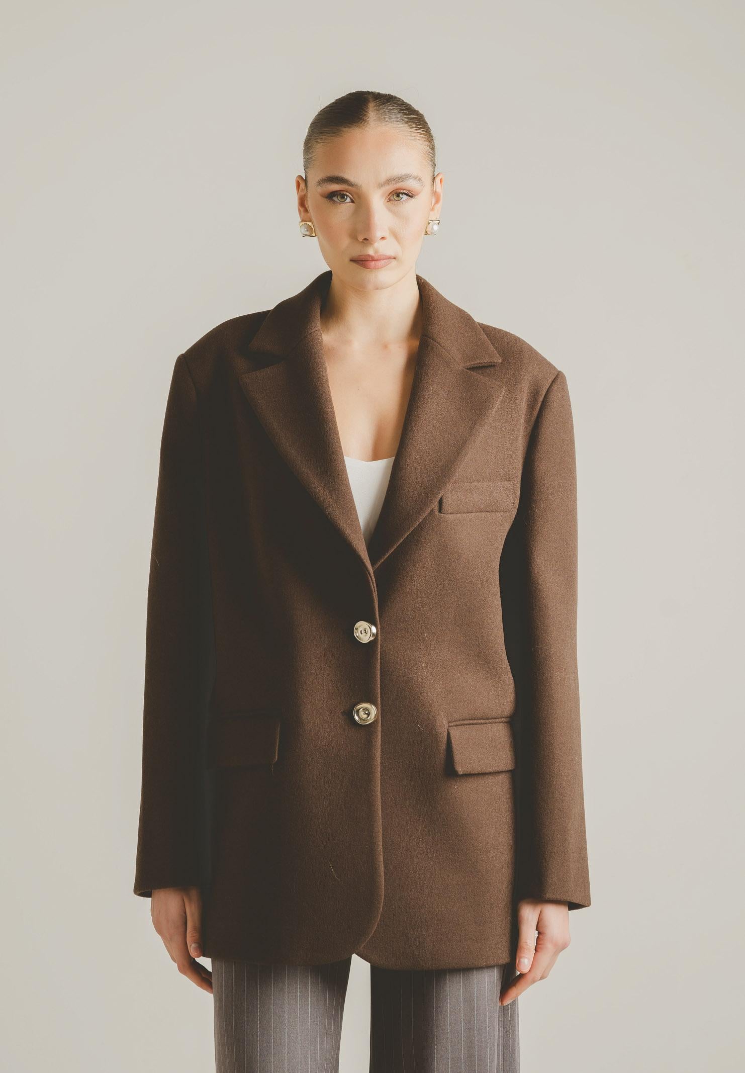 SANTAS Cappotto corto LUMIÈRE marrone da donna PV2620 MA SANTAS