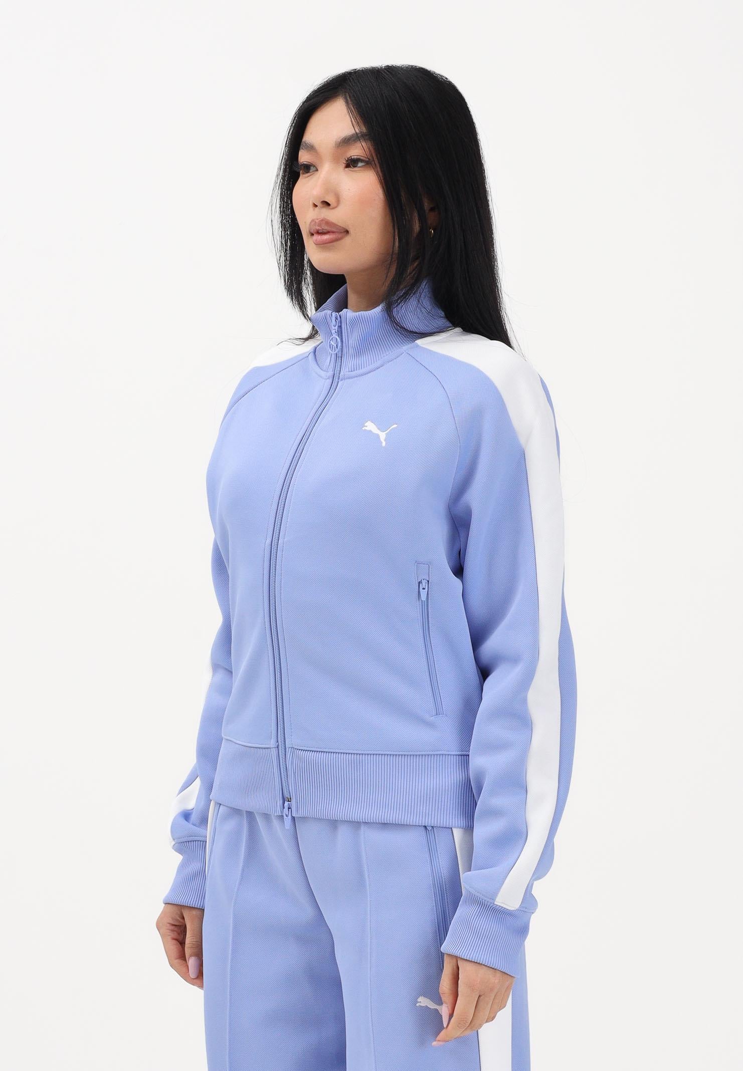 PUMA Felpa con zip T7 ALWAYS ON azzurro polvere da donna 629796 60 PUMA