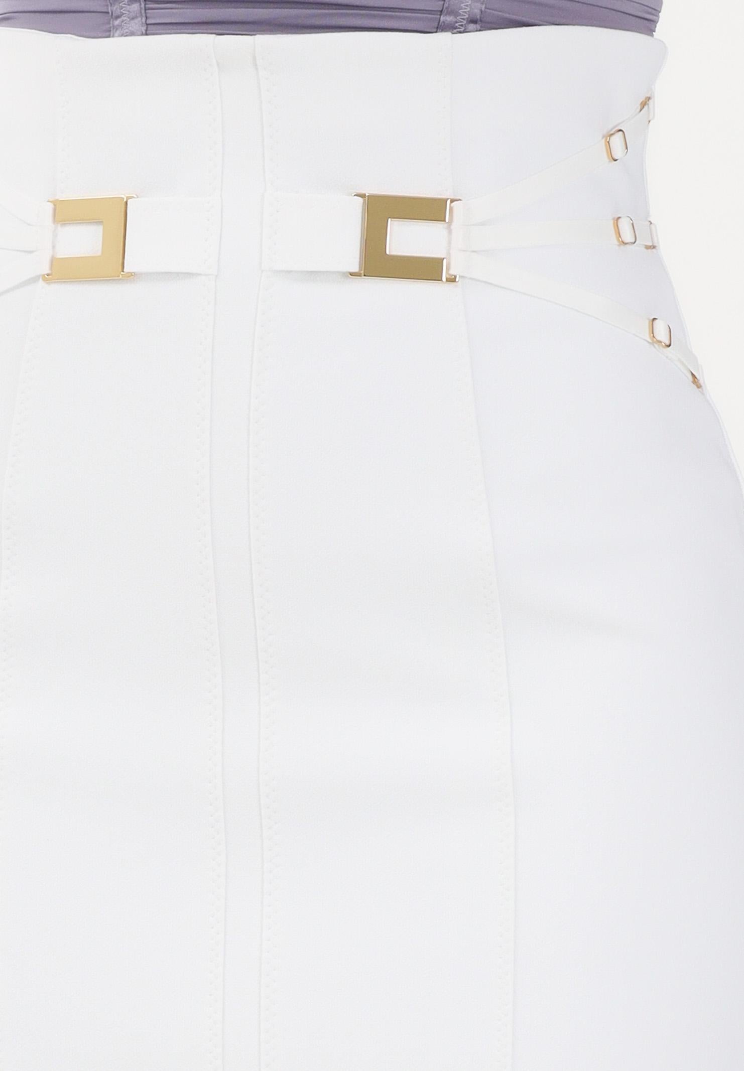 ELISABETTA FRANCHI Gonna corta avorio da donna con elastici GO16761E2 360 ELISABETTA FRANCHI