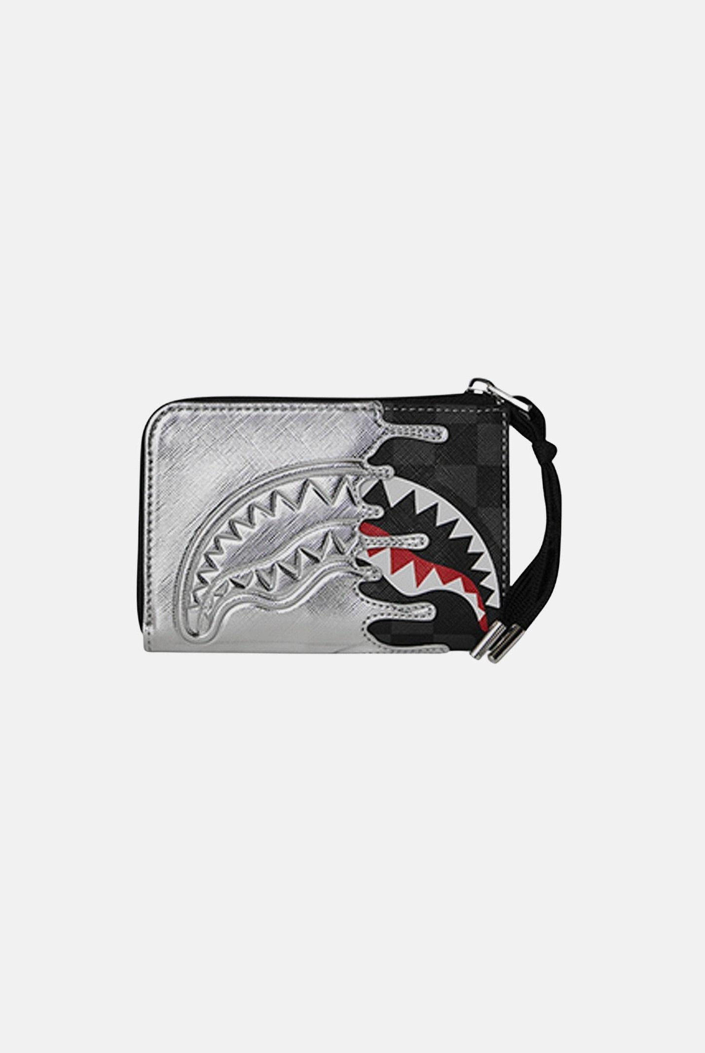SPRAYGROUND Portafogli Silver Side Drip Black Check Shark nero e argento per uomo e donna 910W8931NSZ . SPRAYGROUND