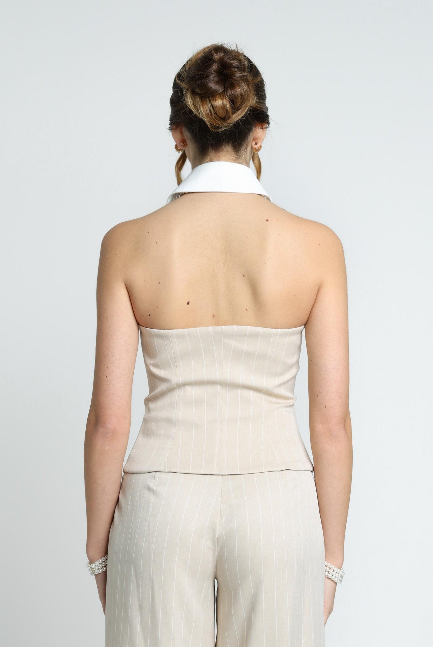 SANTAS Top BROWNIE beige da donna con motivo gessato PV2504 BEIGE SANTAS