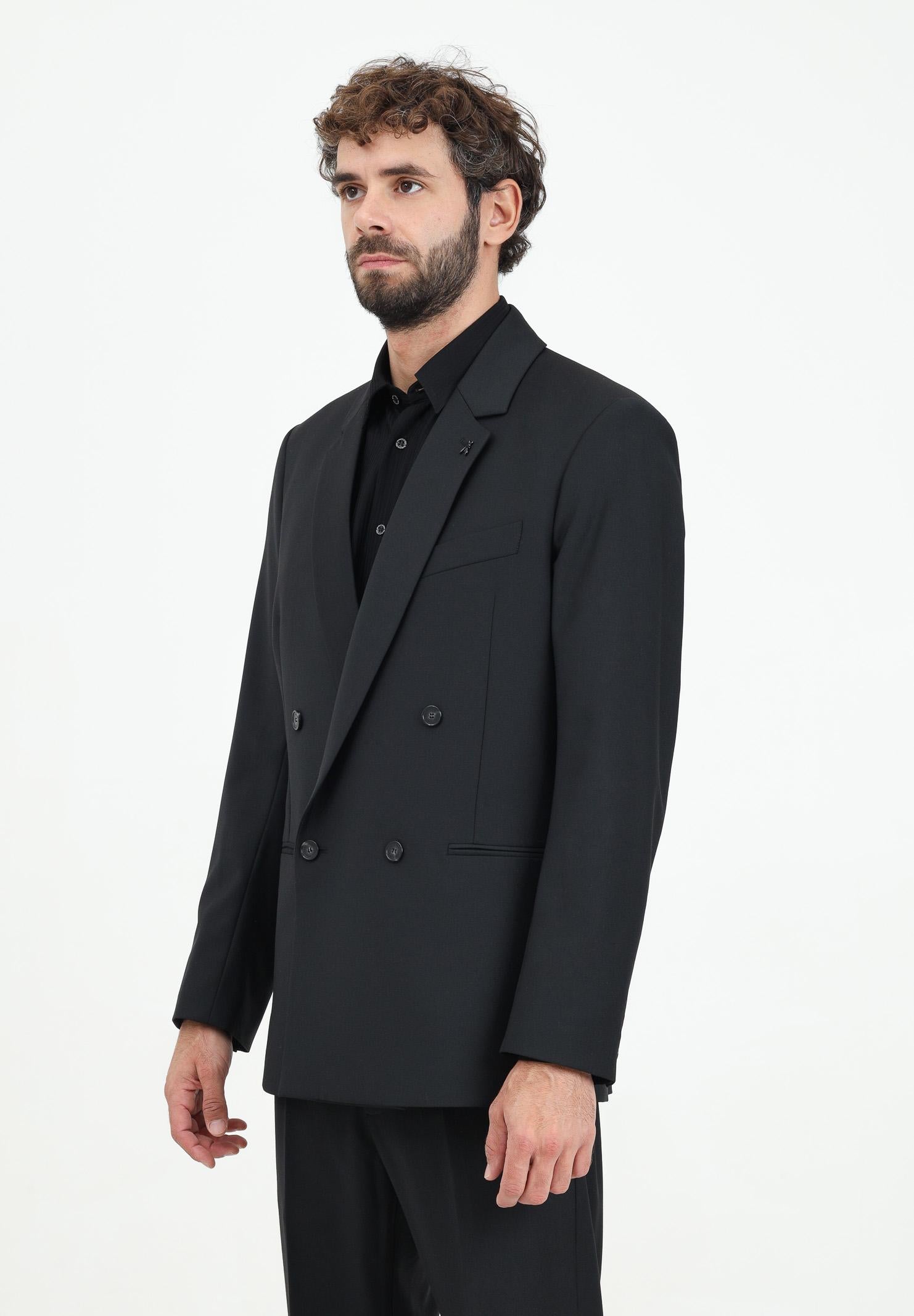 Giacca dritta doppiopetto nera da uomo 5S0743/A1WK K102Nero vinile PATRIZIA PEPE