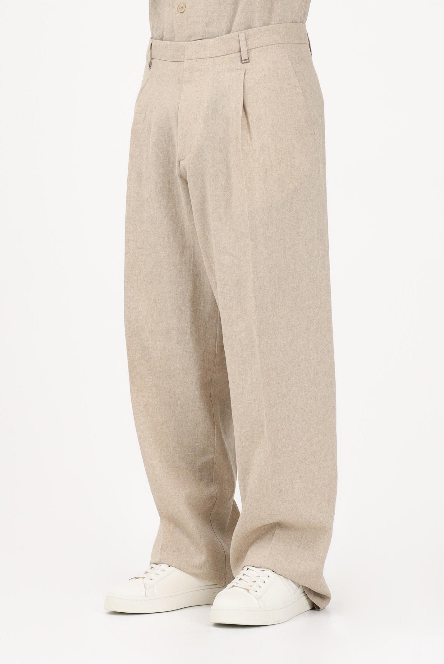 I'M BRIAN Pantalone in lino beige da uomo PA3704 0025 I'M BRIAN