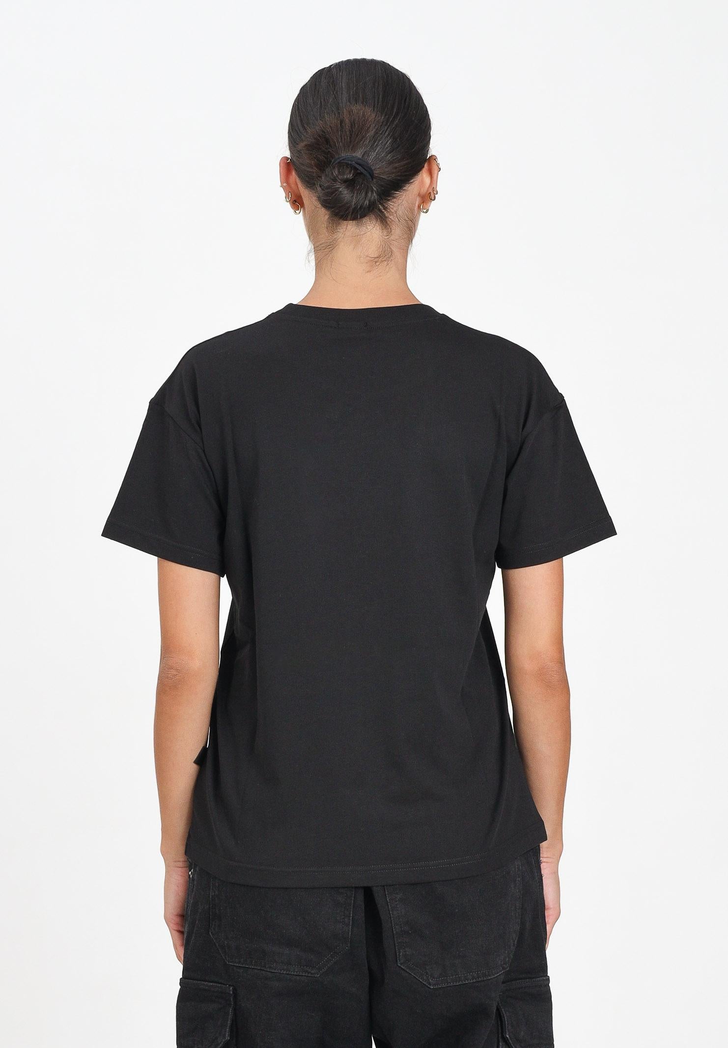 GCDS T-shirt a manica corta nera per donna e bambina con stampa glitterata TI AMO GCDS B2JW2335BA3 99 GCDS