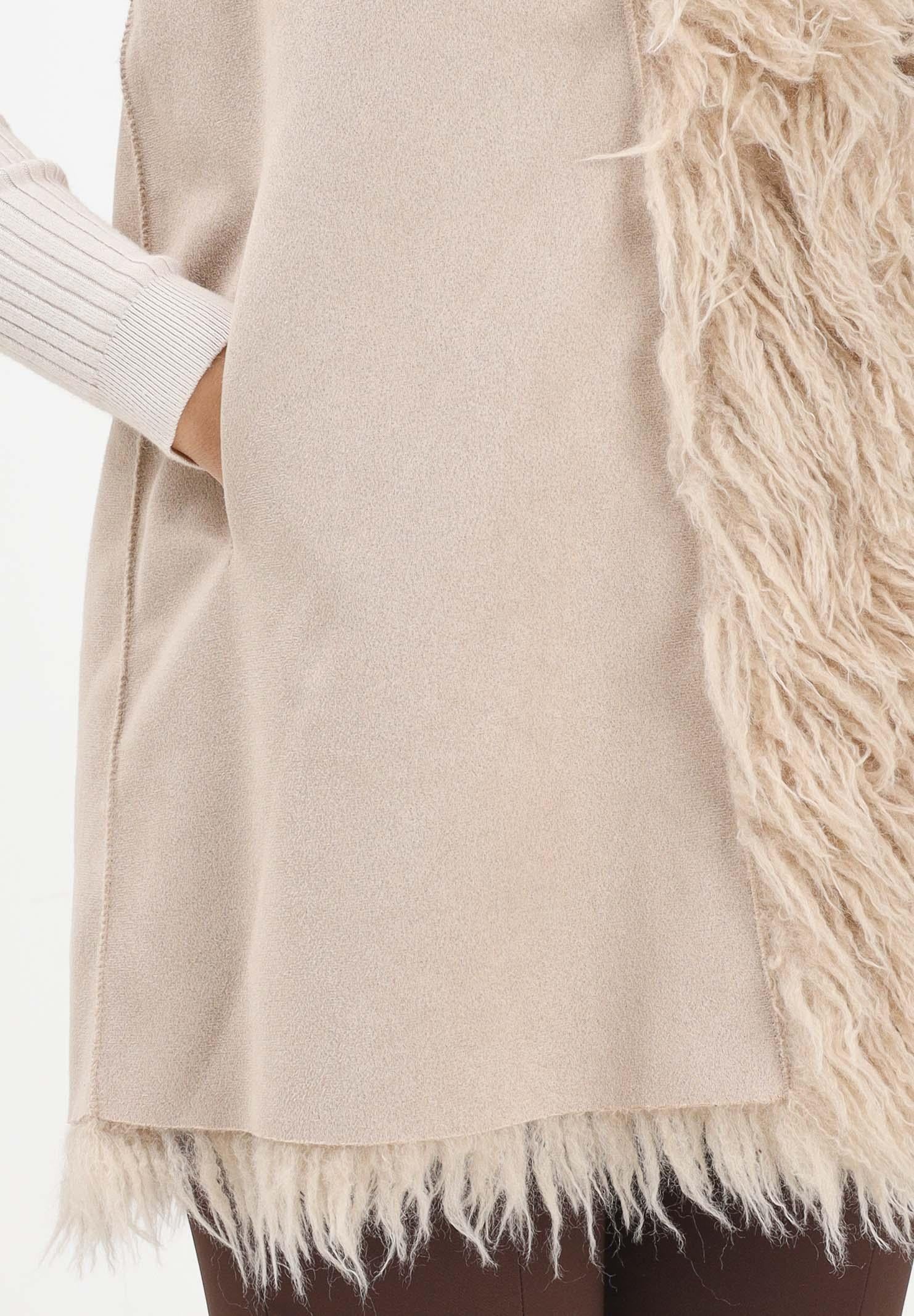 MEHRAN Pelliccia smanicata reversibile beige da donna 25290CRE CRE MEHRAN