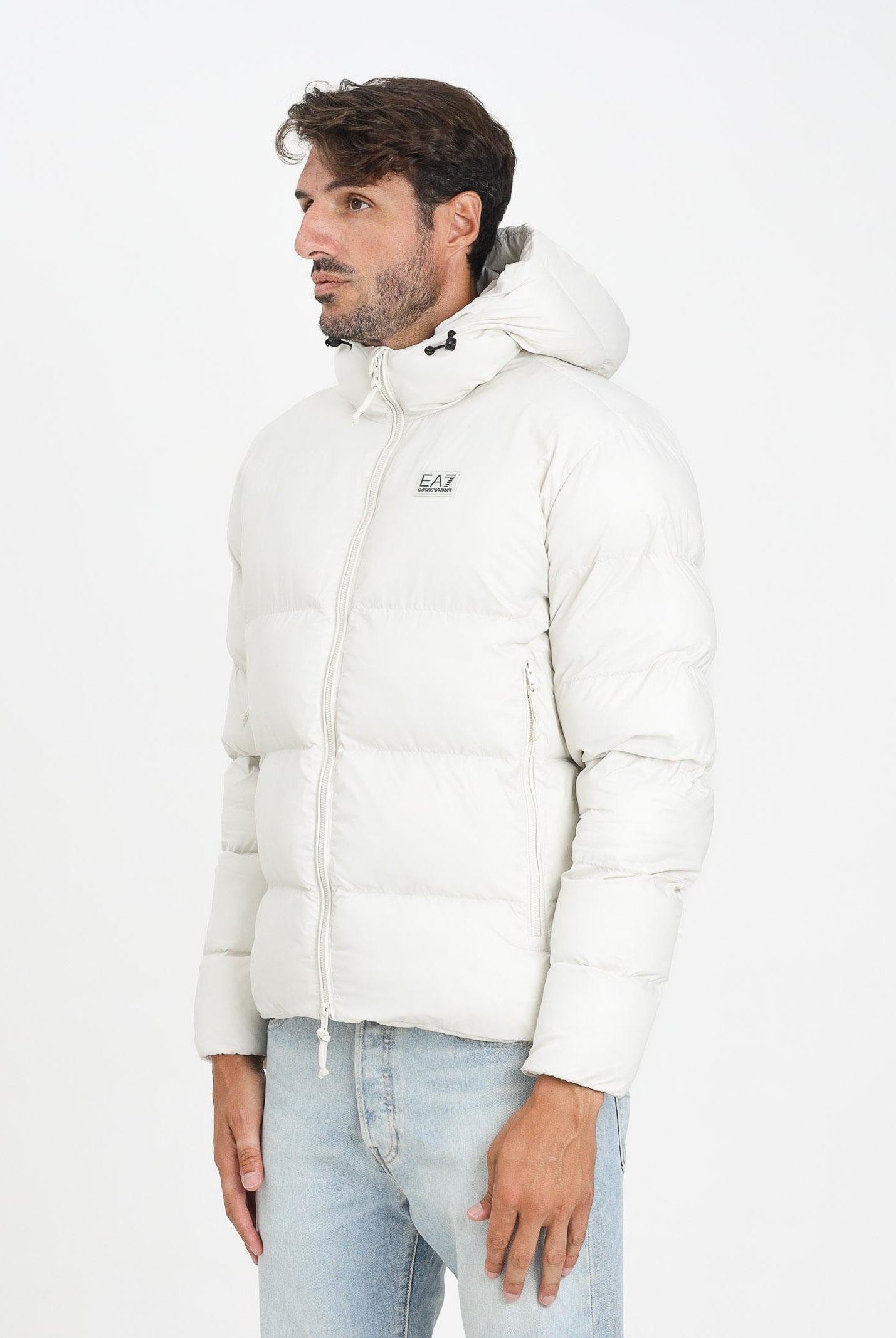 EA7 Piumino bianco da uomo con logo sul retro 7M000694AF15956 U1112 EA7