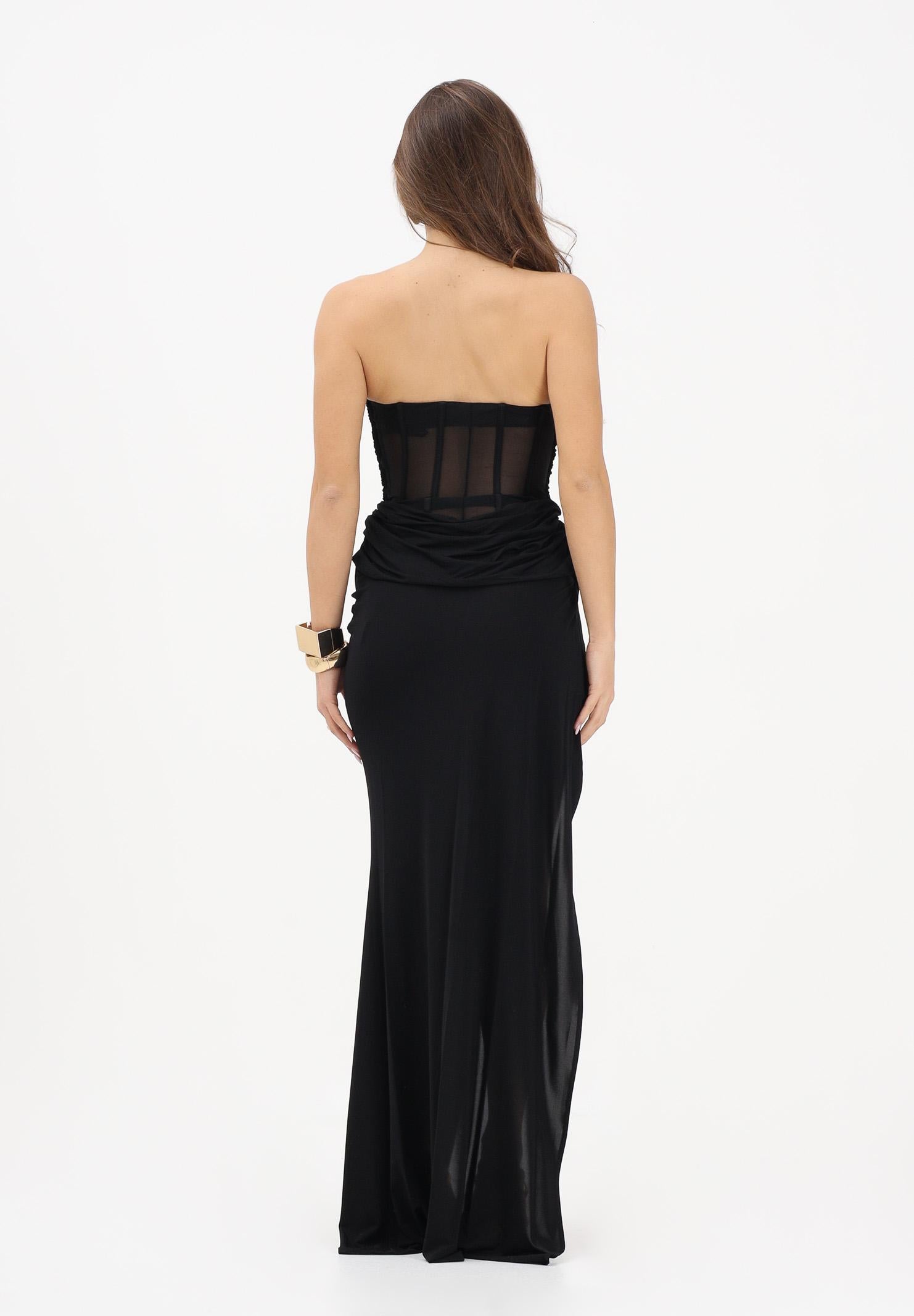 ELISABETTA FRANCHI Abito lungo nero da donna con coppe in metallo ABR3562E2 110 ELISABETTA FRANCHI