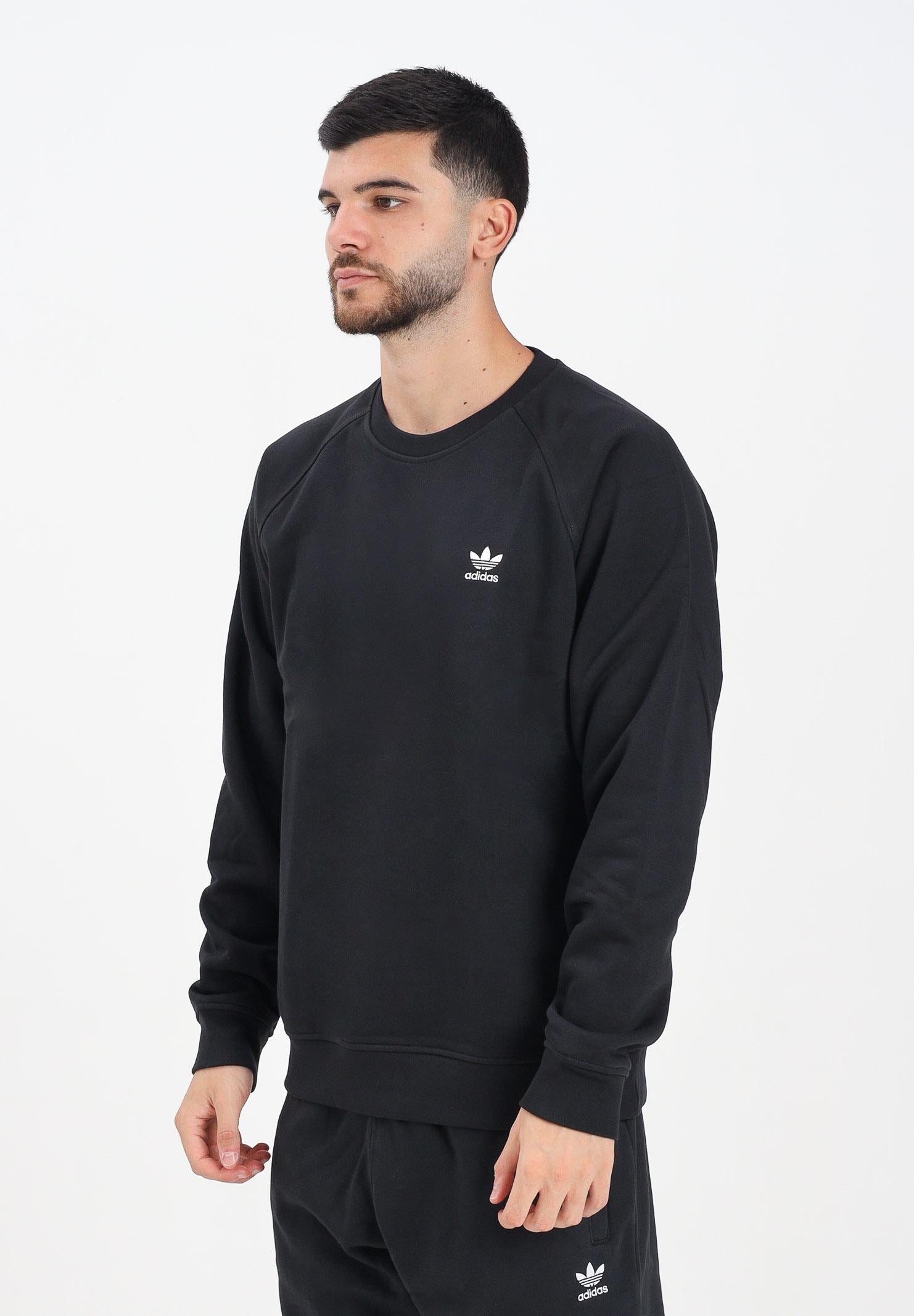ADIDAS ORIGINALS Felpa girocollo Trefoil Essentials Crew nera da uomo IY4932 ADIDAS ORIGINALS