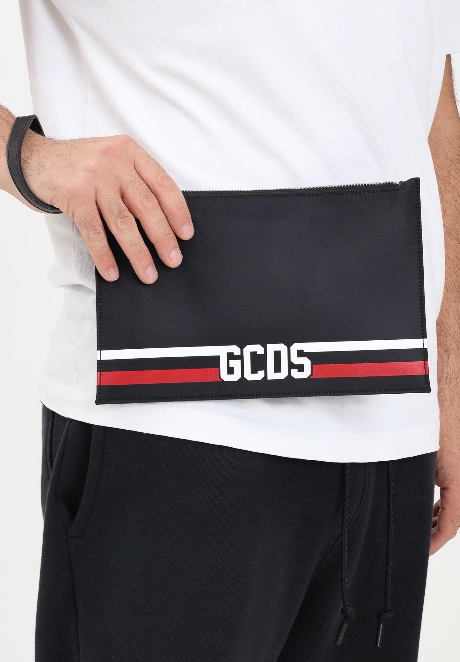 GCDS Pochette nera per uomo e donna con logo GCDSEP002 99 GCDS