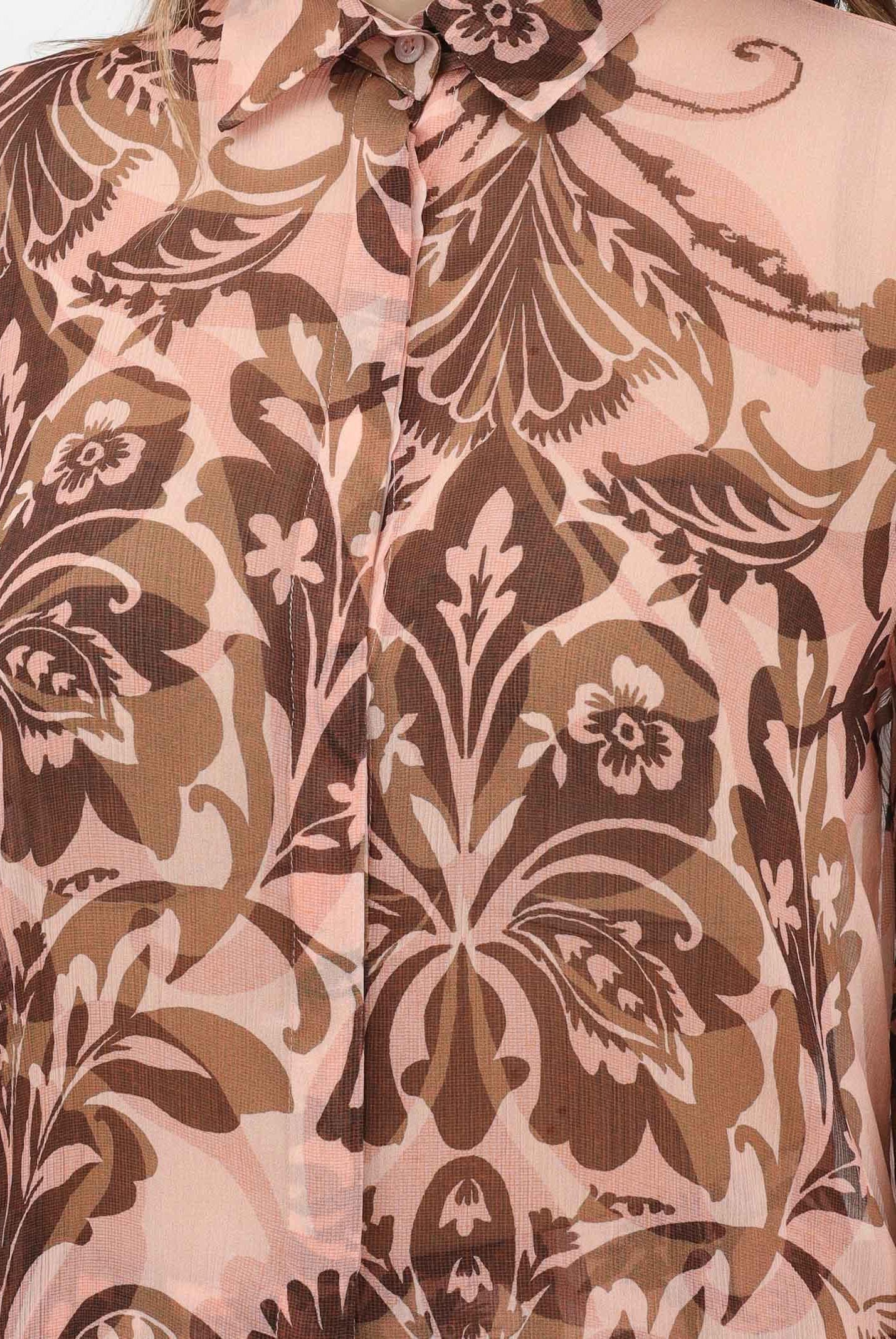 SIMONA CORSELLINI Camicia a manica lunga rosa da donna con stampa floreale P26CPCA01501 V0697 SIMONA CORSELLINI