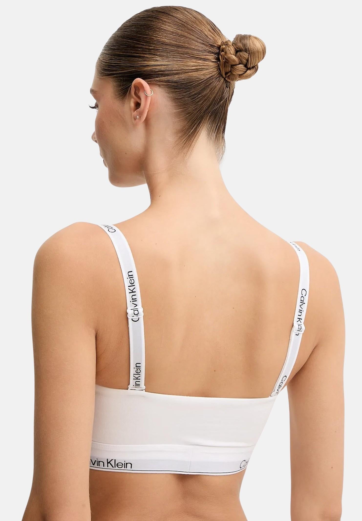 CALVIN KLEIN Bralette bianca da donna con fascia logata LV00QF8497 100 CALVIN KLEIN