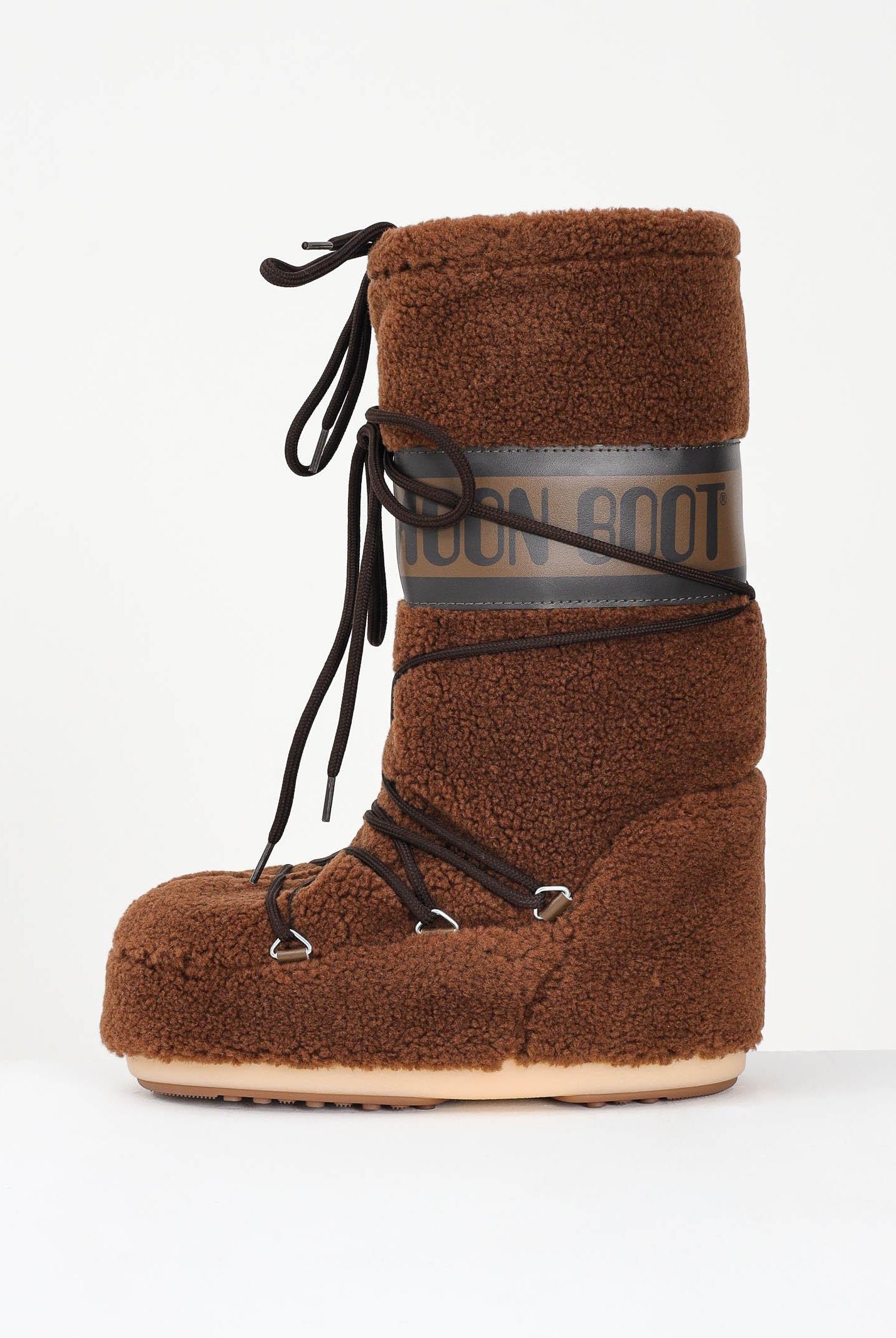 MOON BOOT Stivali da neve ICON in teddy marroni da donna 80D1403080 M004 MOON BOOT