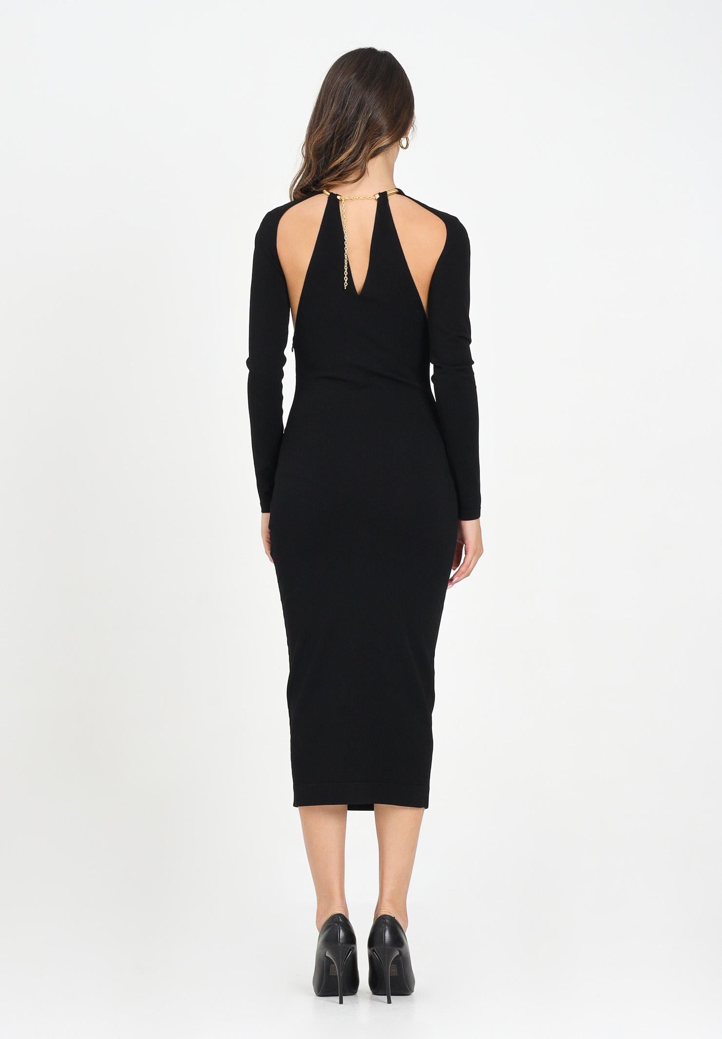 ELISABETTA FRANCHI Abito midi nero da donna con snake gioiello<BR/> AM11S56E2 110 ELISABETTA FRANCHI